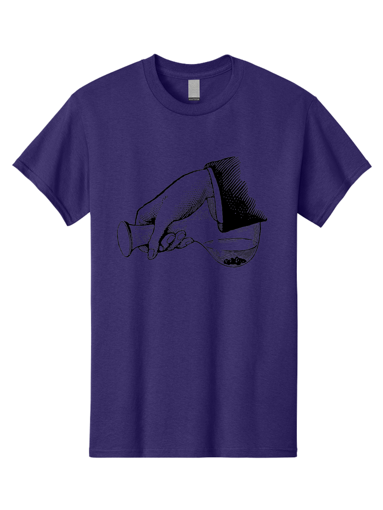 Hourglass Men'S Graphic Tee, 100% Cotton, Comfortable Casual Summer Wear, Machine Washable, Hand Holding Flask, Glass Container, Liquid Pouring, Scientific Experiment, Laboratory Equipment, Chemistry, Vintage Illustration, Aad610