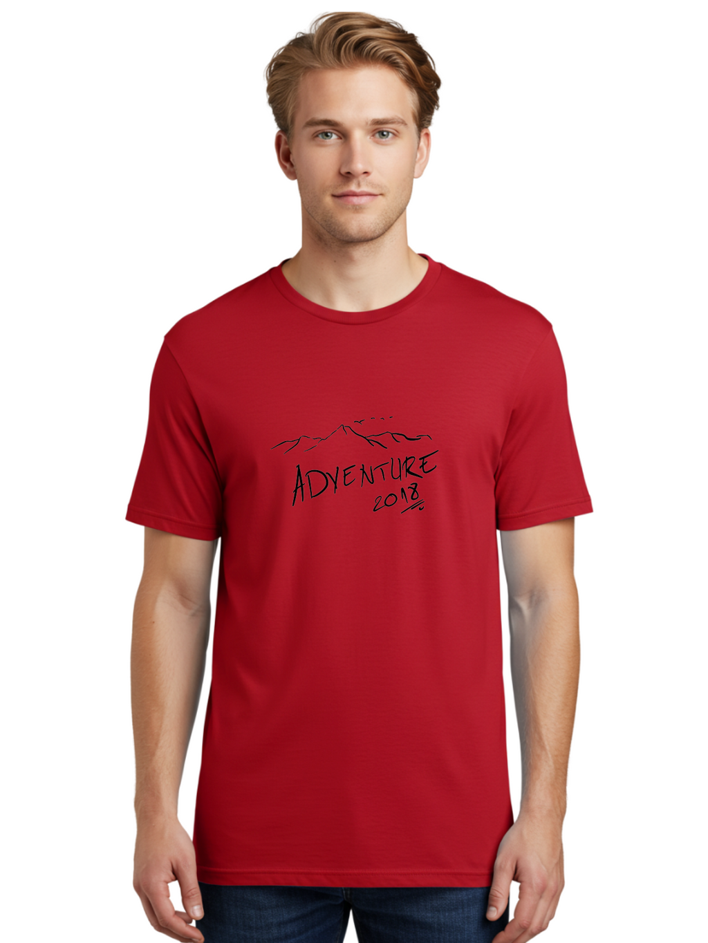 Adventure-2018 Men'S Graphic Tee, 100% Cotton, Comfortable Casual Summer Wear, Machine Washable, Adventure Travel, Outdoor Exploration, Mountain Landscape, Adventure Seeking, Wanderlust, 2018, Exploration Theme, Journey, Travel Inspiration, -  Aaa000