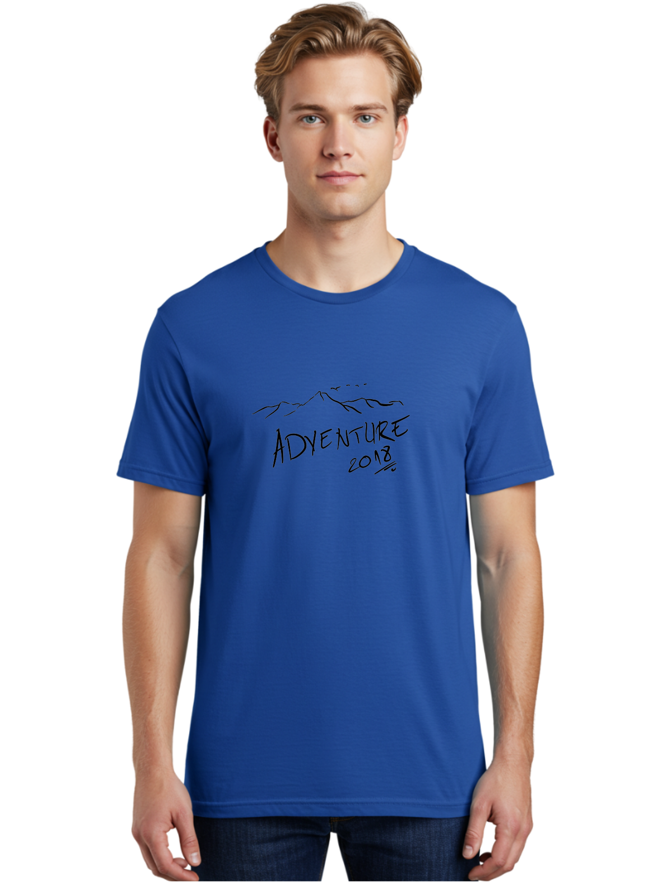Adventure-2018 Men'S Graphic Tee, 100% Cotton, Comfortable Casual Summer Wear, Machine Washable, Adventure Travel, Outdoor Exploration, Mountain Landscape, Adventure Seeking, Wanderlust, 2018, Exploration Theme, Journey, Travel Inspiration, -  Aaa000
