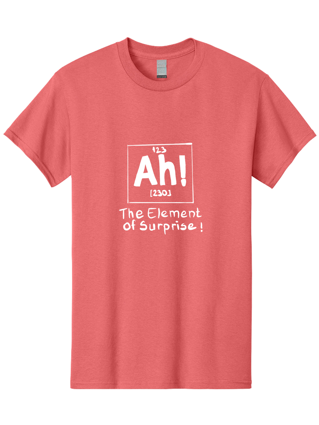 Ah Men'S Graphic Tee, 100% Cotton, Comfortable Casual Summer Wear, Machine Washable, Periodic Table Element, Ah!, Element Of Surprise, Humorous Science, Playful Chemistry, Novelty Design, Witty Periodic Table -  Aaa001