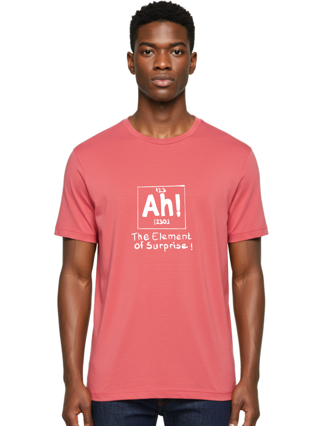 Ah Men'S Graphic Tee, 100% Cotton, Comfortable Casual Summer Wear, Machine Washable, Periodic Table Element, Ah!, Element Of Surprise, Humorous Science, Playful Chemistry, Novelty Design, Witty Periodic Table -  Aaa001