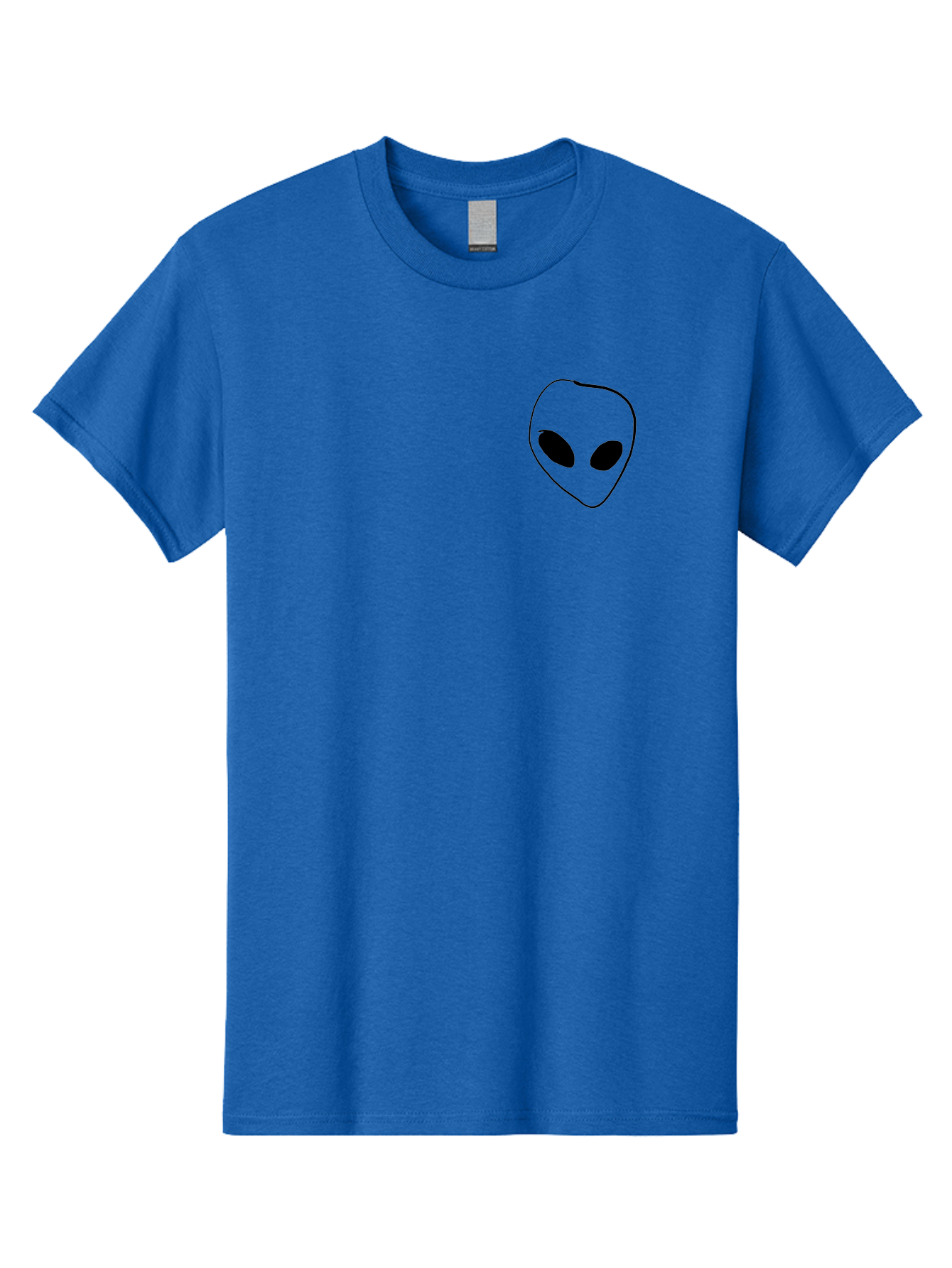 Alien-Head Men'S Graphic Tee, 100% Cotton, Comfortable Casual Summer Wear, Machine Washable, Alien Face, Simple Drawing, Black Outline, Minimalist Design, Extraterrestrial Being, Cartoon Style, Black Eyes, Digital Illustration, Simple Art -  Aaa002