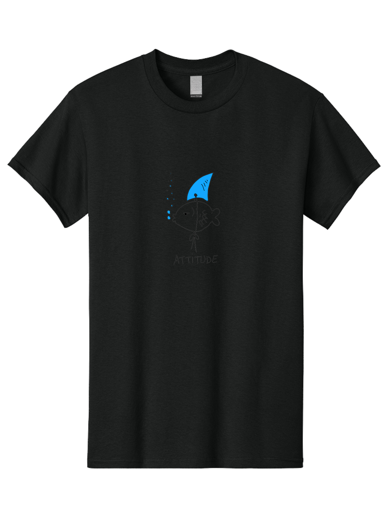 Attitude Men'S Graphic Tee, 100% Cotton, Comfortable Casual Summer Wear, Machine Washable, Split Personality Fish, Conflicting Emotions, Humorous Illustration, Cartoon Character, Positive And Negative Attitude, Comical Expression, -  Aaa007