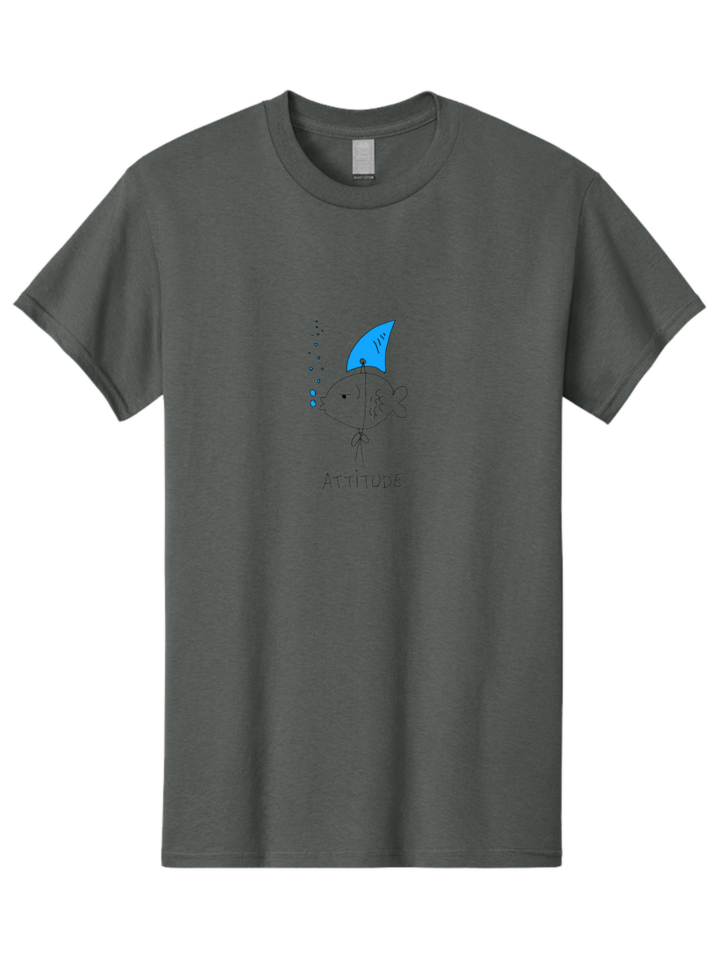 Attitude Men'S Graphic Tee, 100% Cotton, Comfortable Casual Summer Wear, Machine Washable, Split Personality Fish, Conflicting Emotions, Humorous Illustration, Cartoon Character, Positive And Negative Attitude, Comical Expression, -  Aaa007