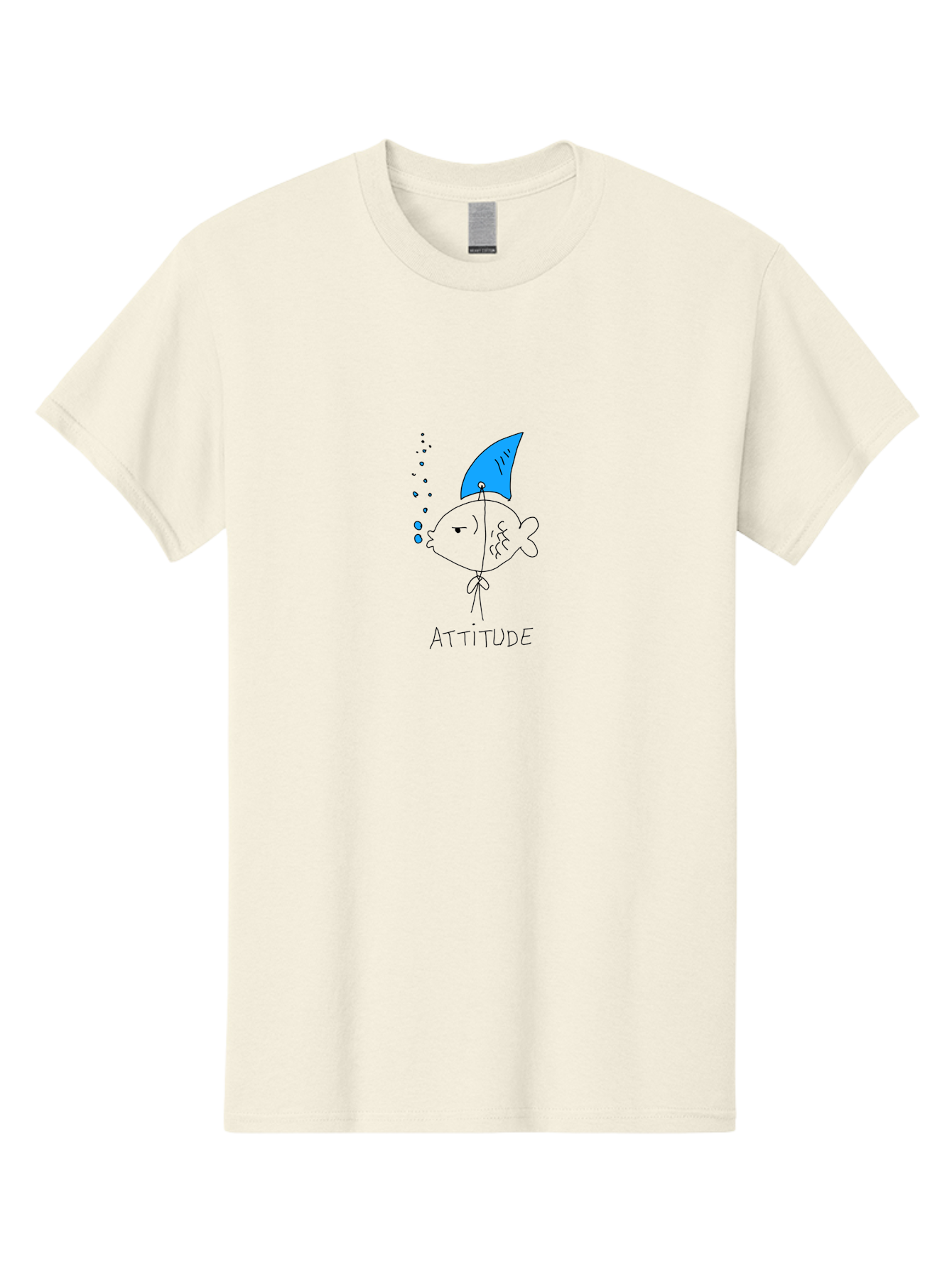 Attitude Men'S Graphic Tee, 100% Cotton, Comfortable Casual Summer Wear, Machine Washable, Split Personality Fish, Conflicting Emotions, Humorous Illustration, Cartoon Character, Positive And Negative Attitude, Comical Expression, -  Aaa007