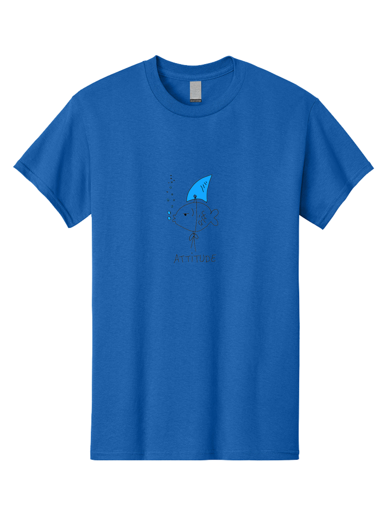 Attitude Men'S Graphic Tee, 100% Cotton, Comfortable Casual Summer Wear, Machine Washable, Split Personality Fish, Conflicting Emotions, Humorous Illustration, Cartoon Character, Positive And Negative Attitude, Comical Expression, -  Aaa007