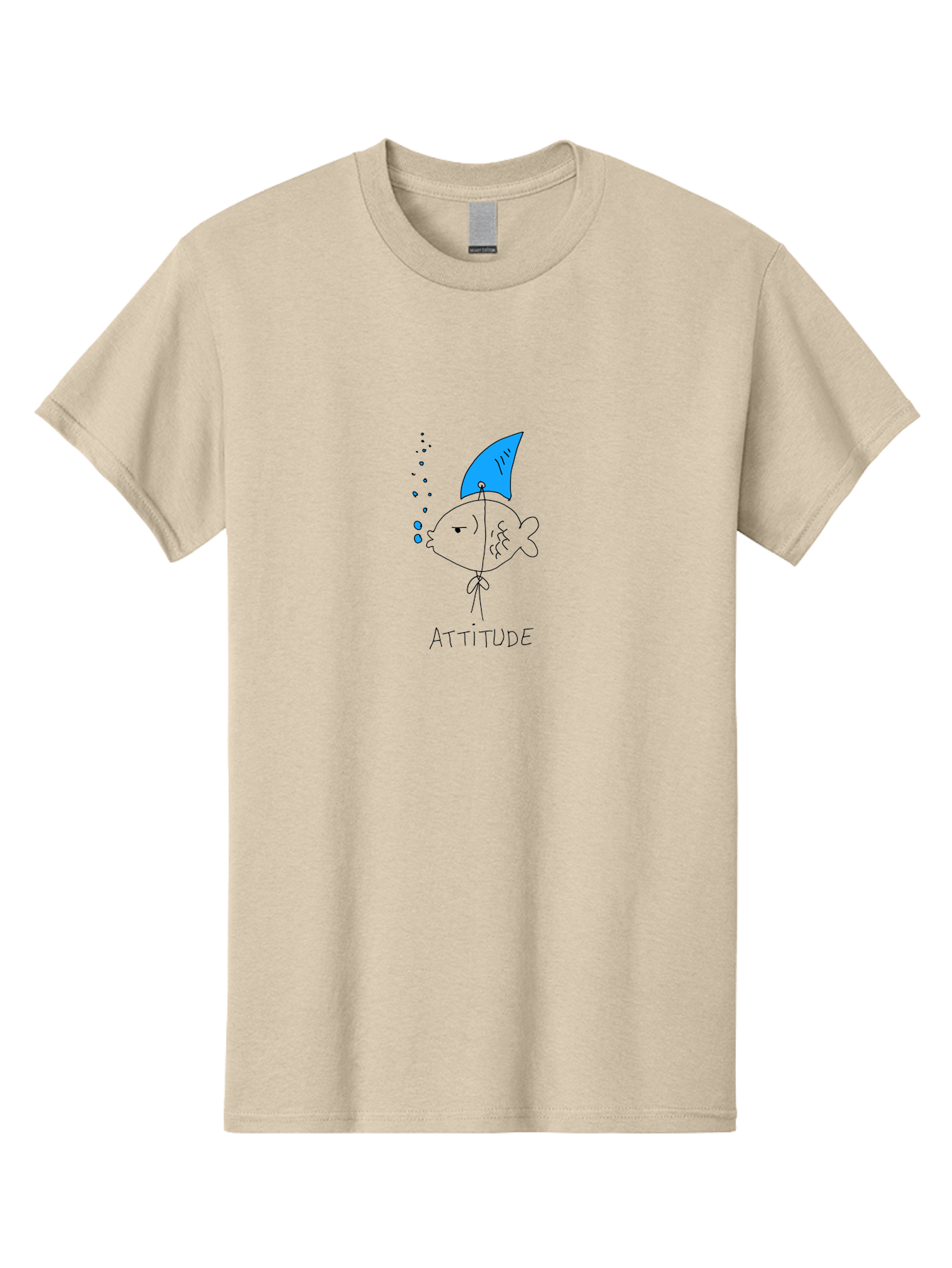 Attitude Men'S Graphic Tee, 100% Cotton, Comfortable Casual Summer Wear, Machine Washable, Split Personality Fish, Conflicting Emotions, Humorous Illustration, Cartoon Character, Positive And Negative Attitude, Comical Expression, -  Aaa007