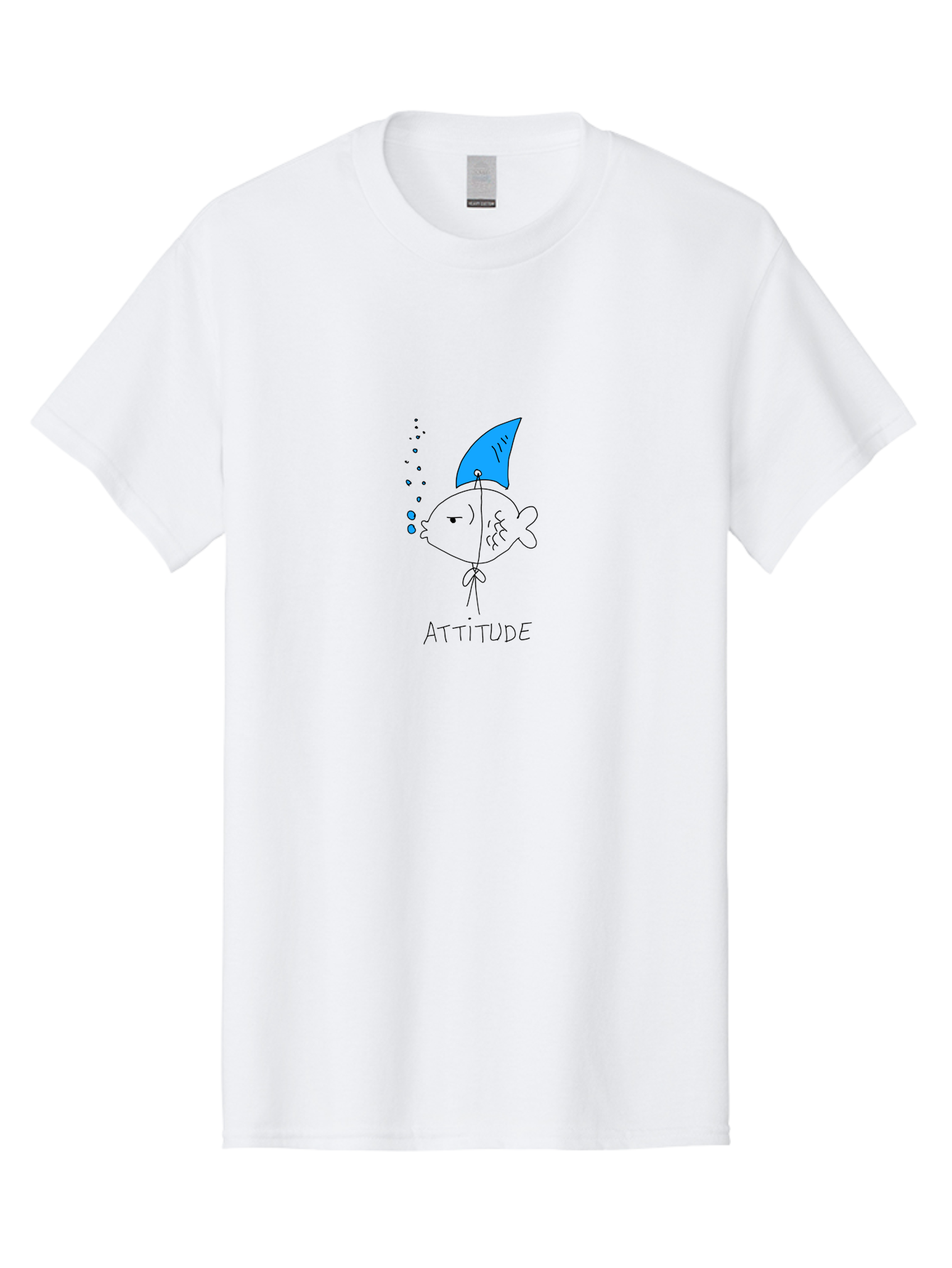 Attitude Men'S Graphic Tee, 100% Cotton, Comfortable Casual Summer Wear, Machine Washable, Split Personality Fish, Conflicting Emotions, Humorous Illustration, Cartoon Character, Positive And Negative Attitude, Comical Expression, -  Aaa007