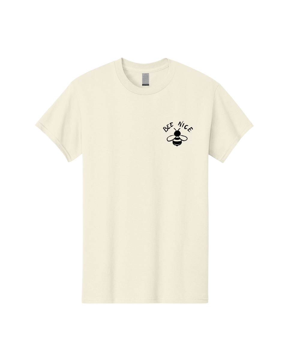 Bee-Nice Men'S Graphic Tee, 100% Cotton, Comfortable Casual Summer Wear, Machine Washable, Bee Illustration, Black And White Bee, Cute Bee, Bee Design, Honey Bee, Kindness Message, Positive Vibes, Bee Graphic, Bee Logo, Inspirational Quote -  Aaa010