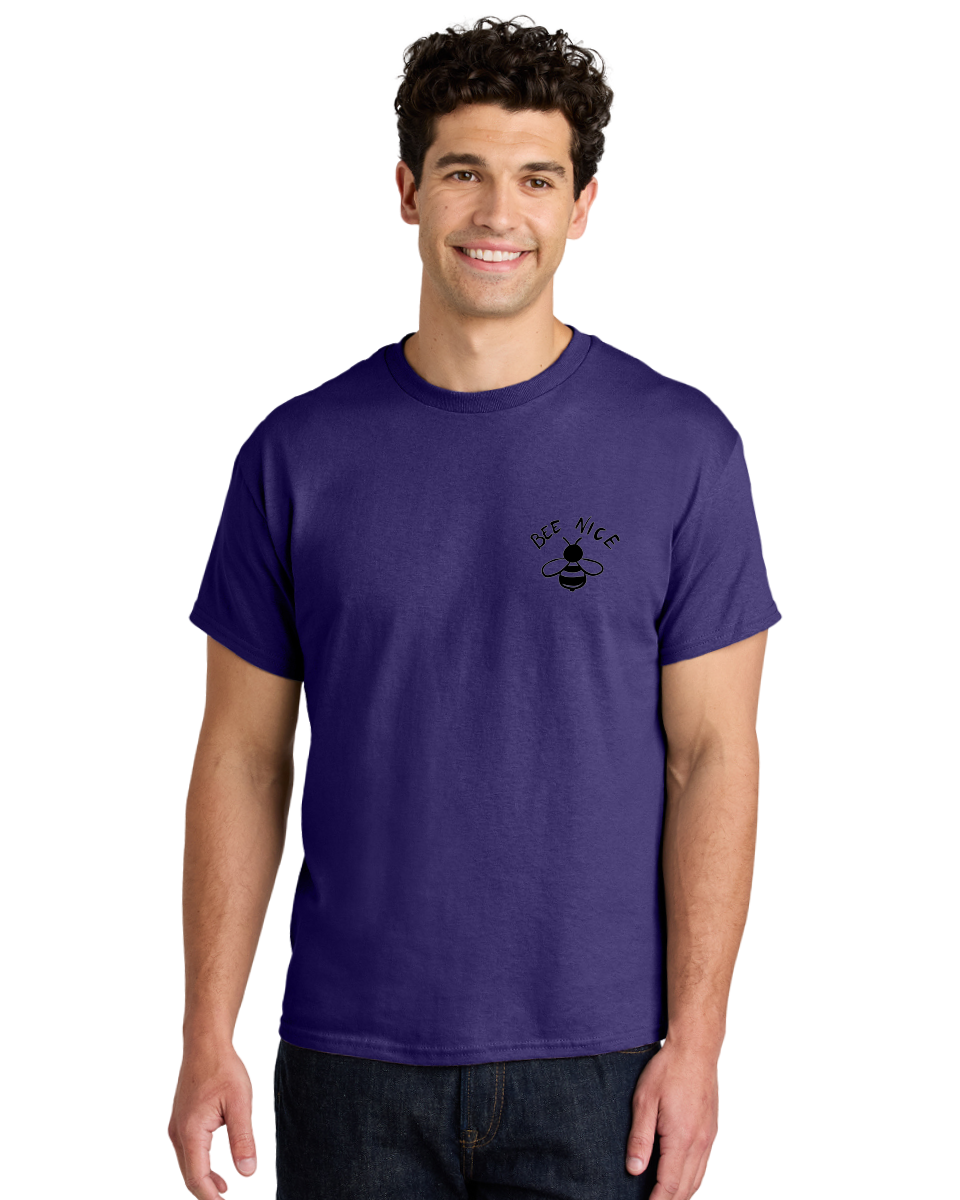 Bee-Nice Men'S Graphic Tee, 100% Cotton, Comfortable Casual Summer Wear, Machine Washable, Bee Illustration, Black And White Bee, Cute Bee, Bee Design, Honey Bee, Kindness Message, Positive Vibes, Bee Graphic, Bee Logo, Inspirational Quote -  Aaa010