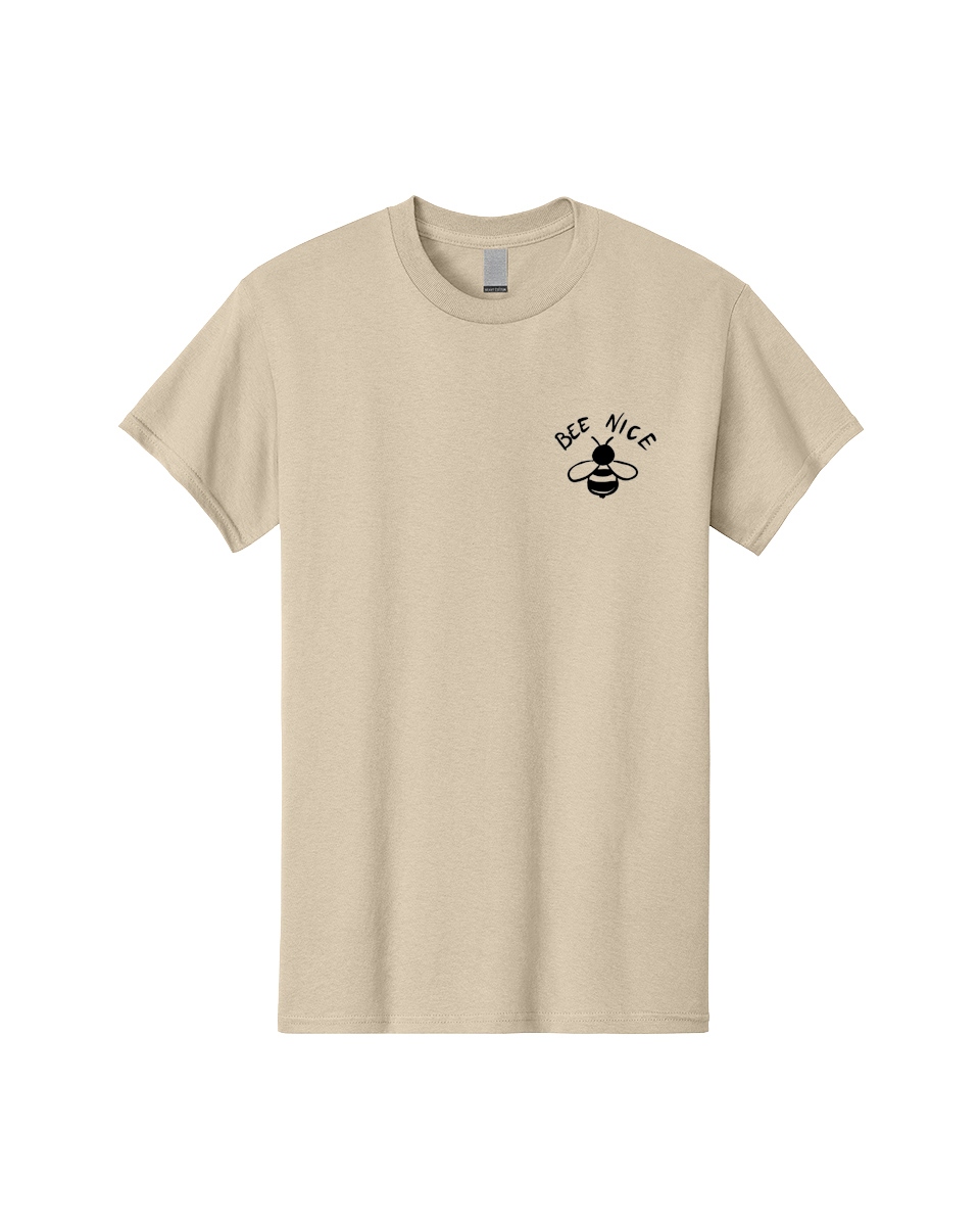 Bee-Nice Men'S Graphic Tee, 100% Cotton, Comfortable Casual Summer Wear, Machine Washable, Bee Illustration, Black And White Bee, Cute Bee, Bee Design, Honey Bee, Kindness Message, Positive Vibes, Bee Graphic, Bee Logo, Inspirational Quote -  Aaa010