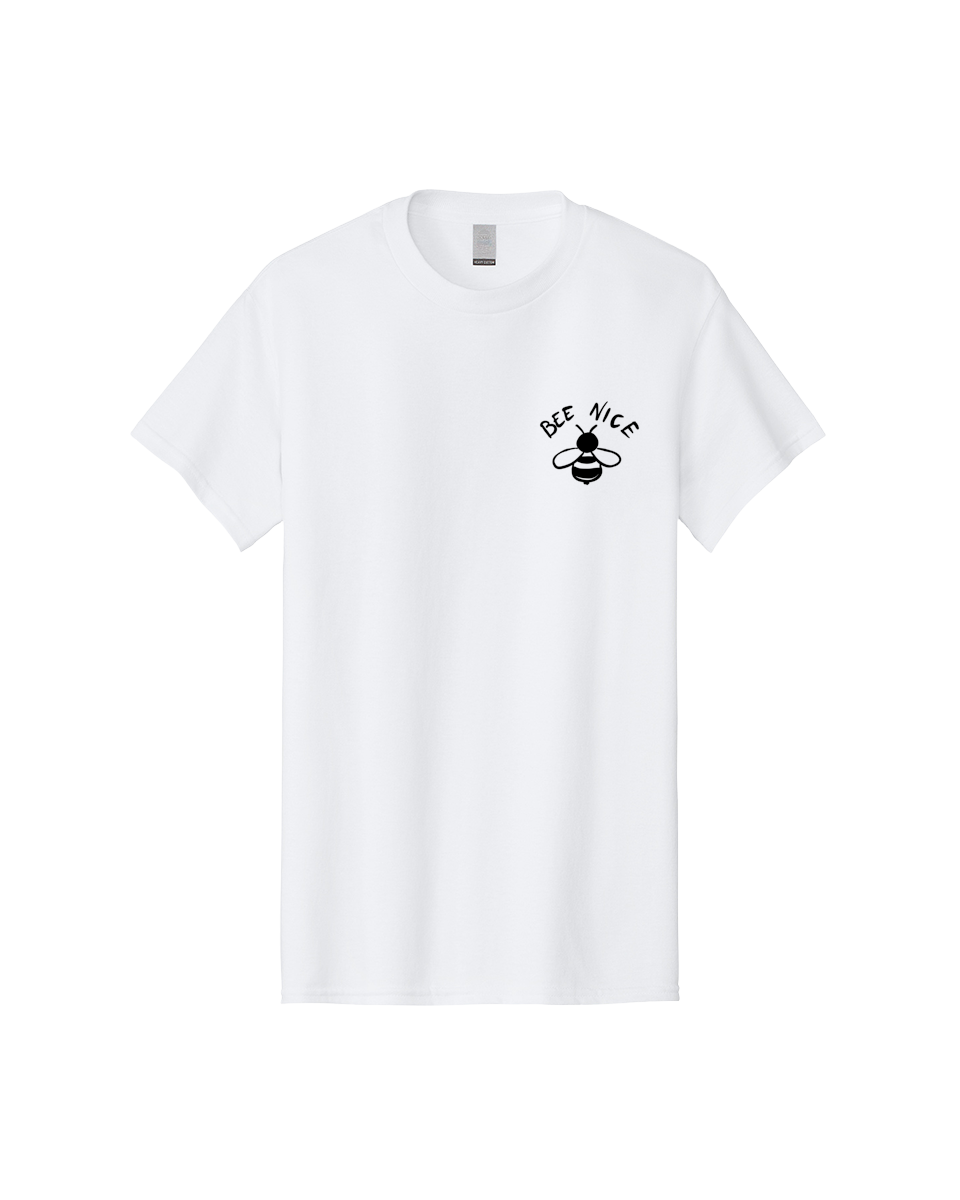 Bee-Nice Men'S Graphic Tee, 100% Cotton, Comfortable Casual Summer Wear, Machine Washable, Bee Illustration, Black And White Bee, Cute Bee, Bee Design, Honey Bee, Kindness Message, Positive Vibes, Bee Graphic, Bee Logo, Inspirational Quote -  Aaa010