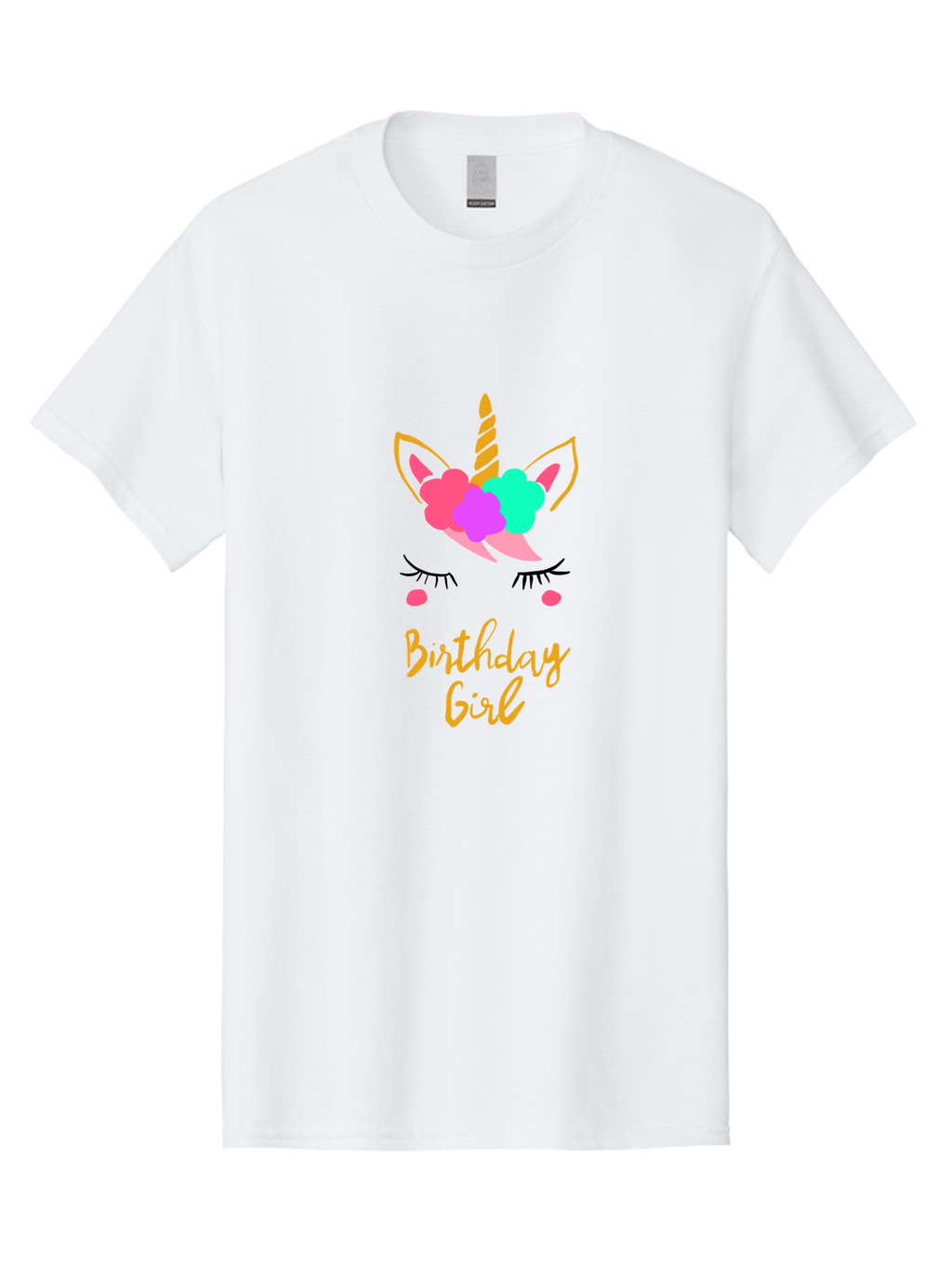 Birthday-Girl Men'S Graphic Tee, 100% Cotton, Comfortable Casual Summer Wear, Machine Washable, Unicorn Face, Colorful Mane, Birthday Girl, Pastel Colors, Yellow Horn, Pink Tears, Eyelashes, Festive Design, Celebration, Fun, Whimsical, -  Aaa013