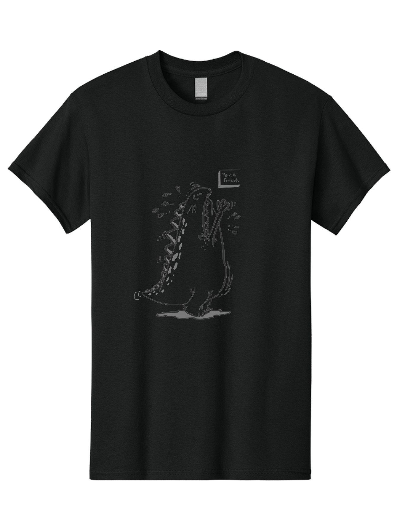 Black-Dog-Eats Men'S Graphic Tee, 100% Cotton, Comfortable Casual Summer Wear, Machine Washable, Cartoon Dinosaur, Singing Or Screaming, Music Or Sound Effects, Dynamic Pose, Stylized Illustration, Graphic Design, Humorous Art, -  Aaa014
