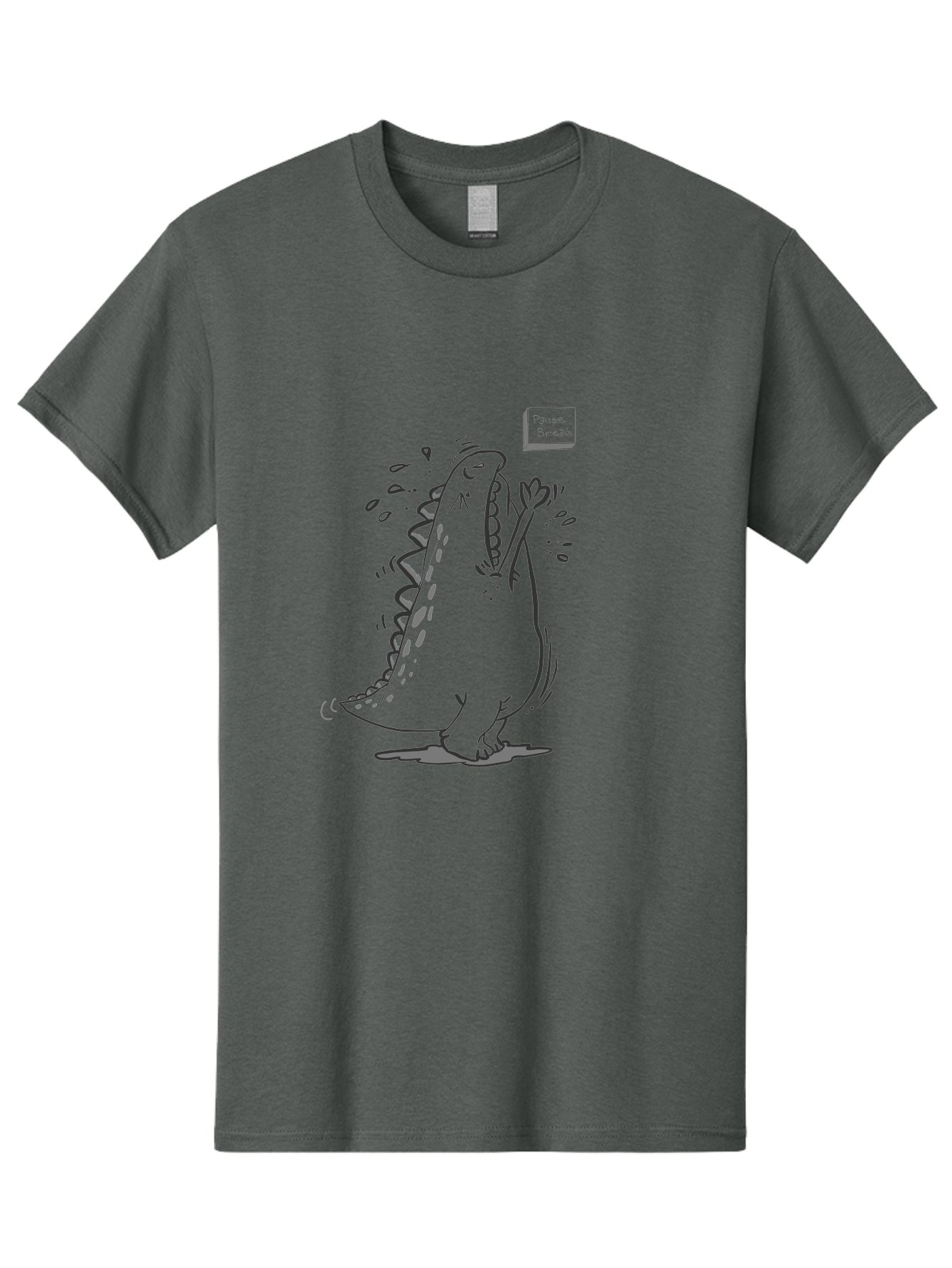 Black-Dog-Eats Men'S Graphic Tee, 100% Cotton, Comfortable Casual Summer Wear, Machine Washable, Cartoon Dinosaur, Singing Or Screaming, Music Or Sound Effects, Dynamic Pose, Stylized Illustration, Graphic Design, Humorous Art, -  Aaa014