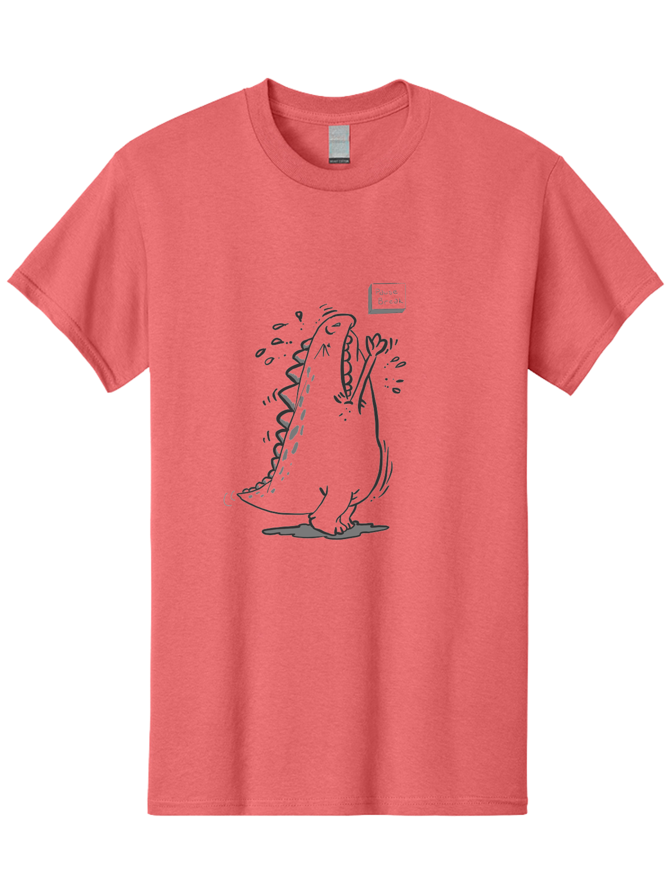 Black-Dog-Eats Men'S Graphic Tee, 100% Cotton, Comfortable Casual Summer Wear, Machine Washable, Cartoon Dinosaur, Singing Or Screaming, Music Or Sound Effects, Dynamic Pose, Stylized Illustration, Graphic Design, Humorous Art, -  Aaa014