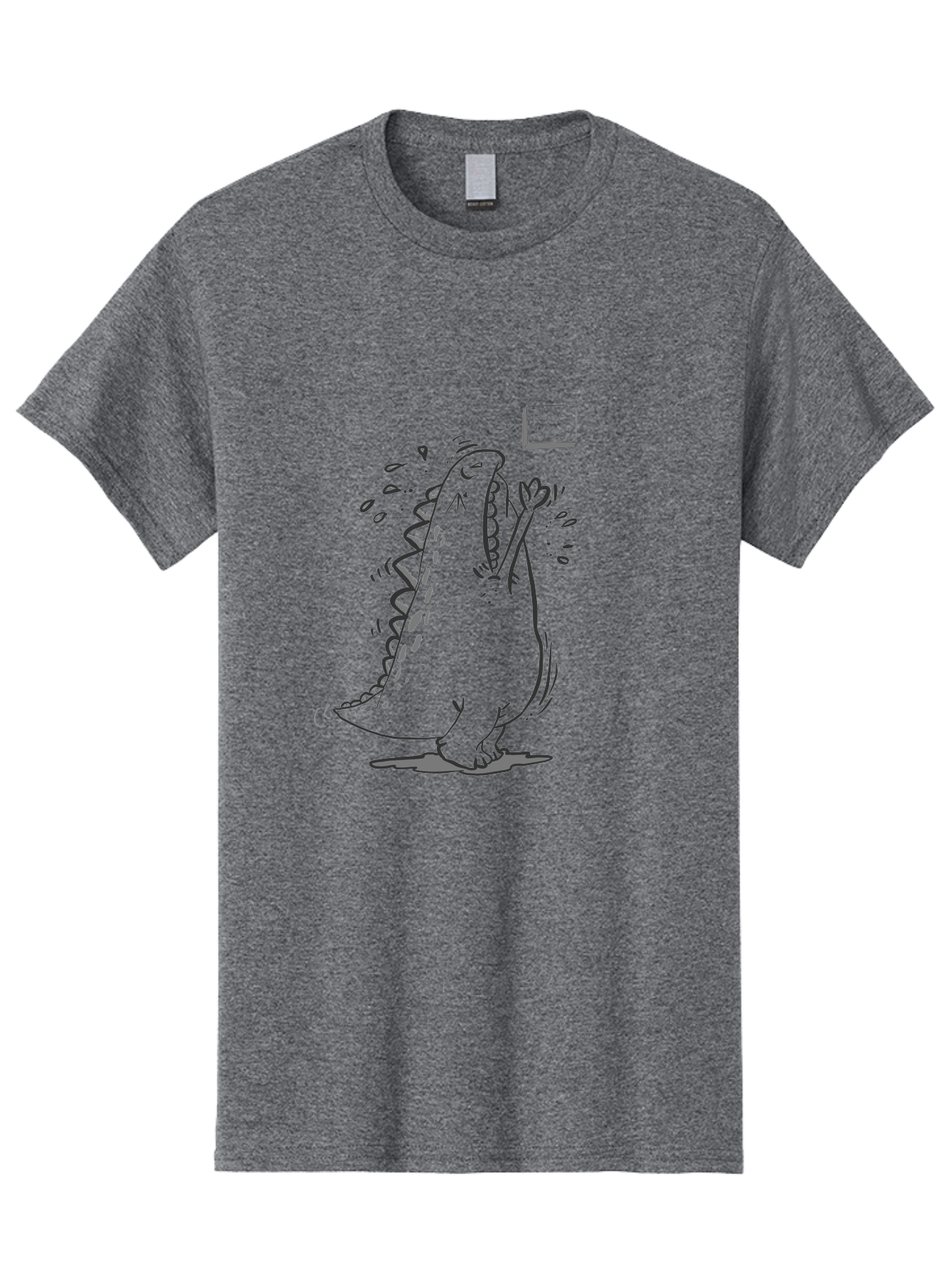 Black-Dog-Eats Men'S Graphic Tee, 100% Cotton, Comfortable Casual Summer Wear, Machine Washable, Cartoon Dinosaur, Singing Or Screaming, Music Or Sound Effects, Dynamic Pose, Stylized Illustration, Graphic Design, Humorous Art, -  Aaa014