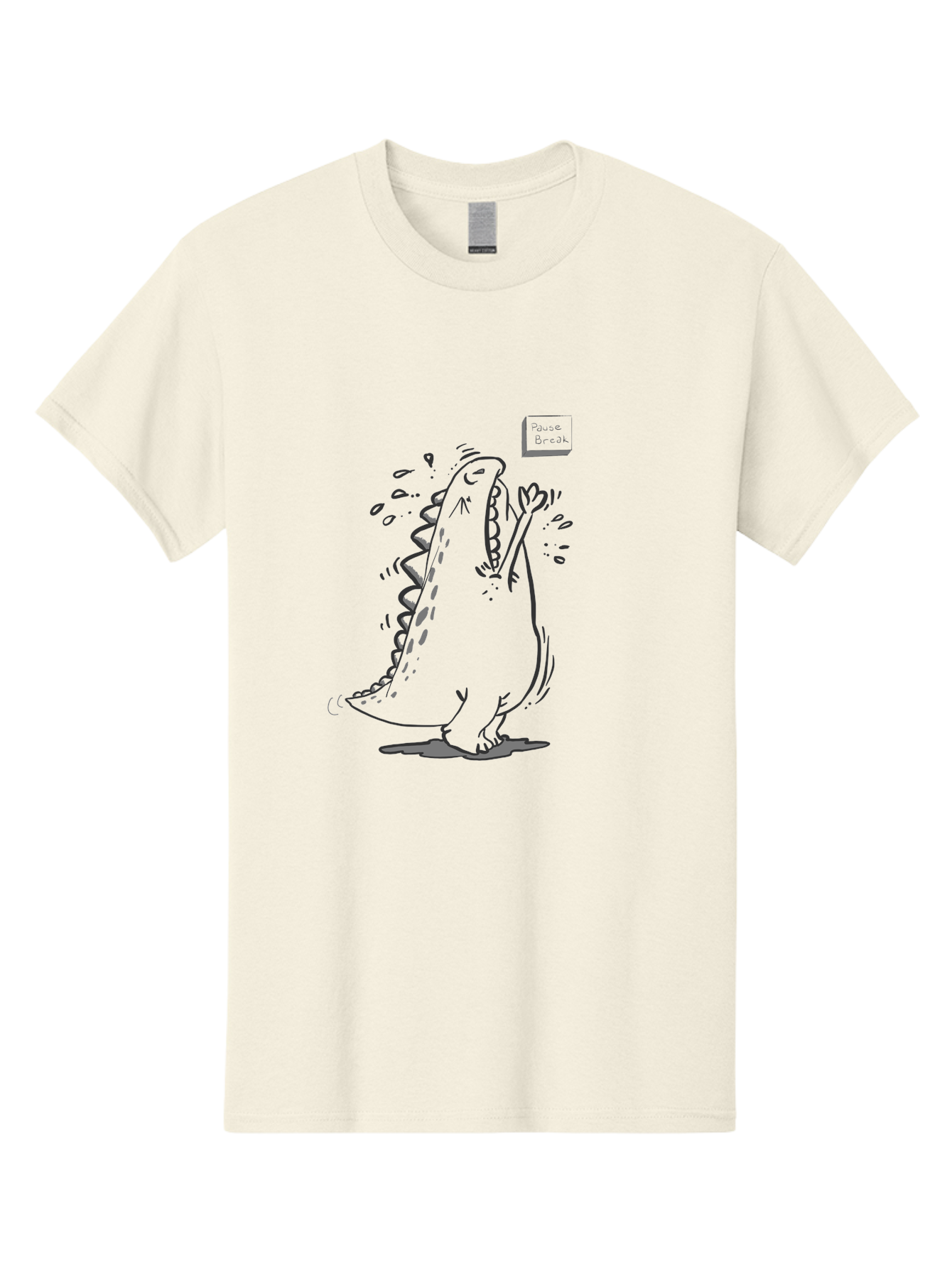 Black-Dog-Eats Men'S Graphic Tee, 100% Cotton, Comfortable Casual Summer Wear, Machine Washable, Cartoon Dinosaur, Singing Or Screaming, Music Or Sound Effects, Dynamic Pose, Stylized Illustration, Graphic Design, Humorous Art, -  Aaa014