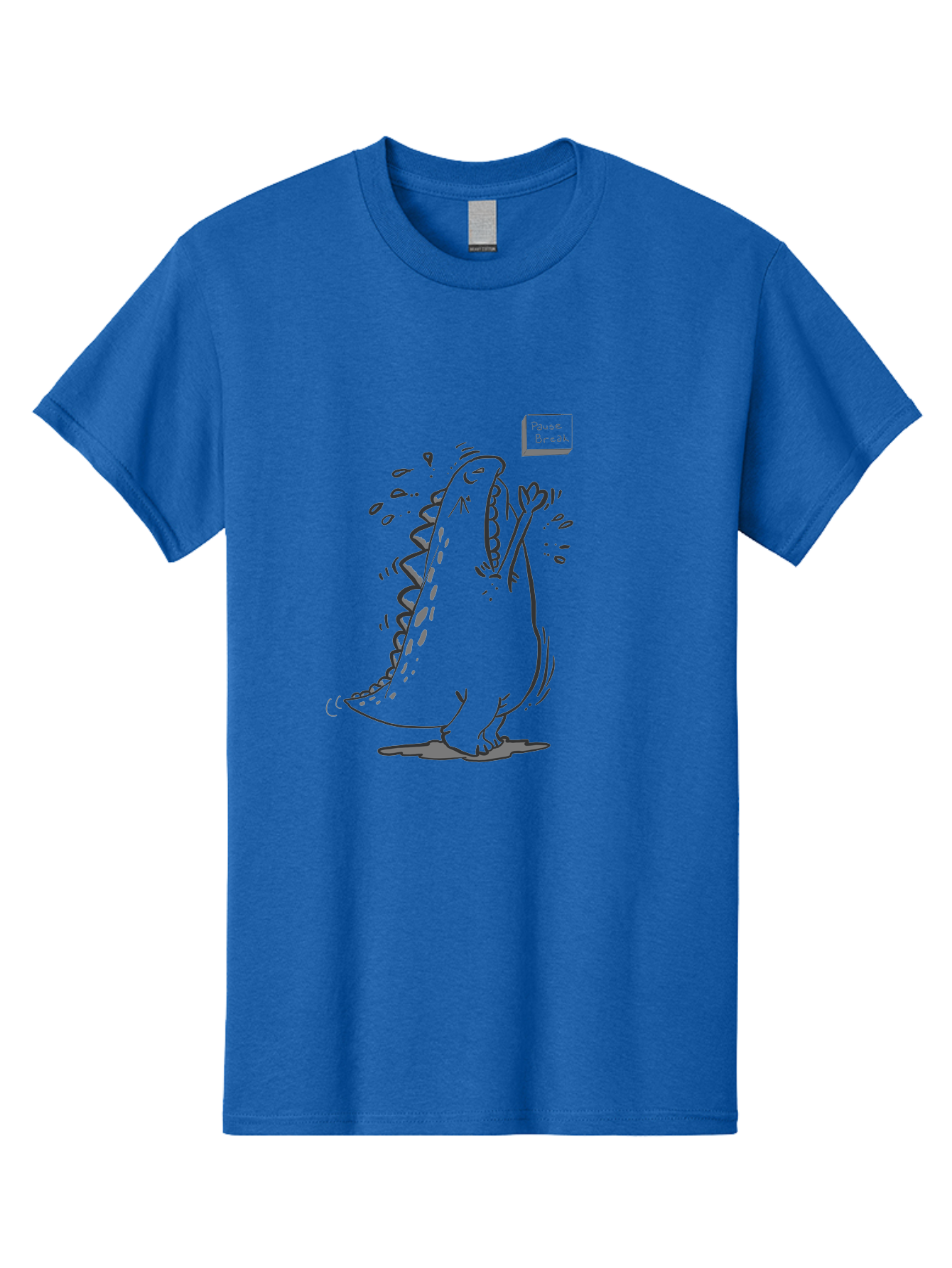 Black-Dog-Eats Men'S Graphic Tee, 100% Cotton, Comfortable Casual Summer Wear, Machine Washable, Cartoon Dinosaur, Singing Or Screaming, Music Or Sound Effects, Dynamic Pose, Stylized Illustration, Graphic Design, Humorous Art, -  Aaa014