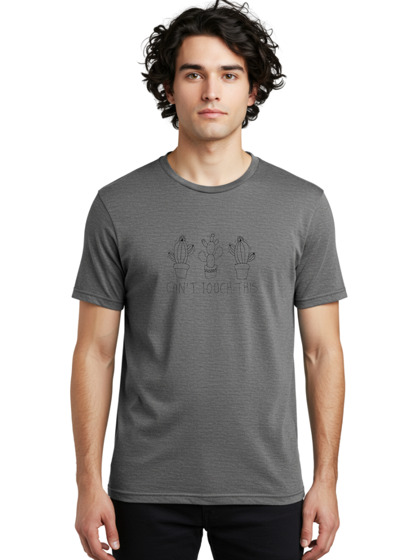 Can-T-Touch-This-Cacti Men'S Graphic Tee, 100% Cotton, Comfortable Casual Summer Wear, Machine Washable, Cacti In Pots, Prickly Plants, Humorous Quote, Playful Typography, Funny Garden, Cactus Puns, Sassy Plants -  Aaa017