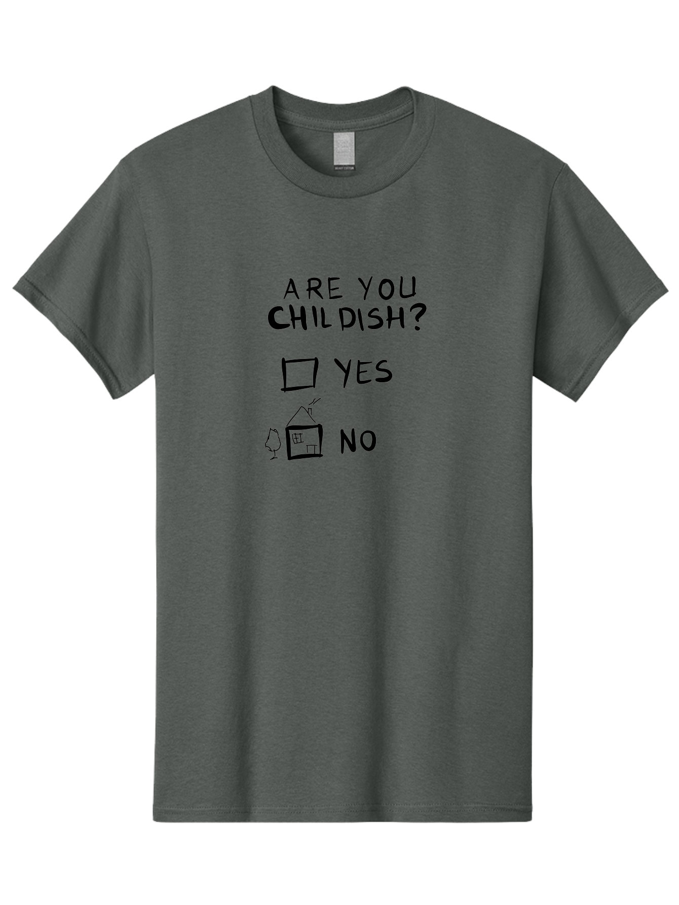 Childish-Quiz Men'S Graphic Tee, 100% Cotton, Comfortable Casual Summer Wear, Machine Washable, Childish Personality, Personality Quiz, Checkbox Design, Yes Or No Question, Doodle Art, Playful Illustration, Quirky Humor, Funny Graphics -  Aaa019