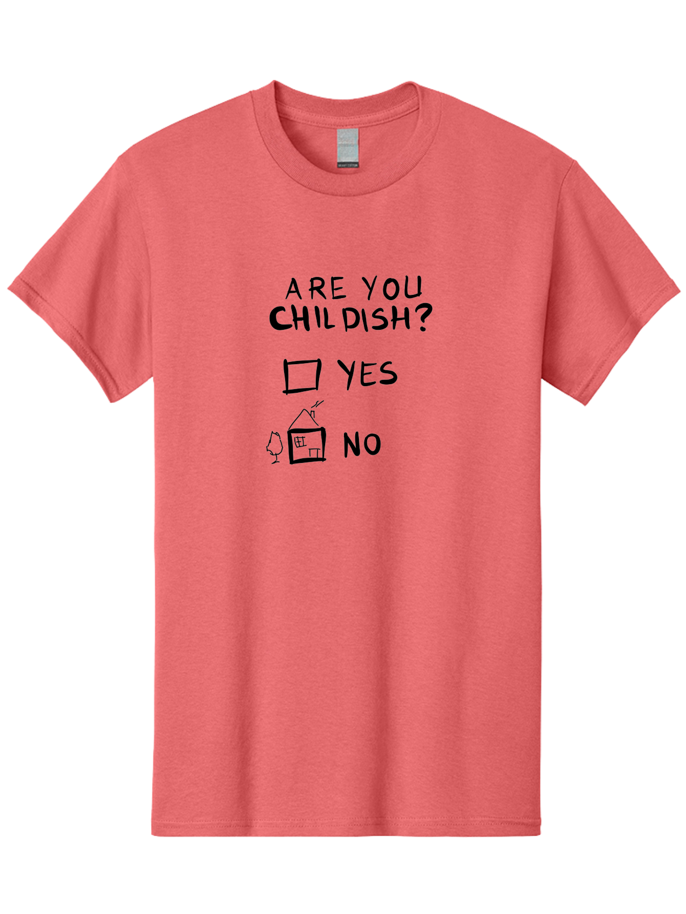 Childish-Quiz Men'S Graphic Tee, 100% Cotton, Comfortable Casual Summer Wear, Machine Washable, Childish Personality, Personality Quiz, Checkbox Design, Yes Or No Question, Doodle Art, Playful Illustration, Quirky Humor, Funny Graphics -  Aaa019