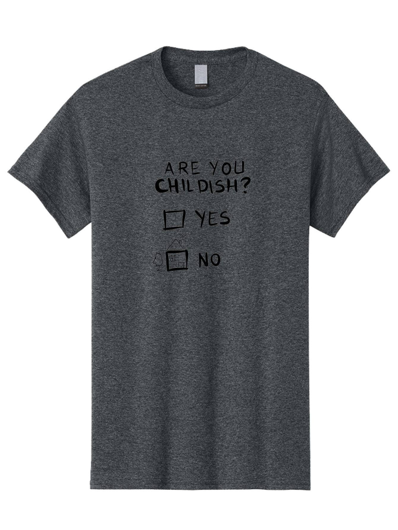 Childish-Quiz Men'S Graphic Tee, 100% Cotton, Comfortable Casual Summer Wear, Machine Washable, Childish Personality, Personality Quiz, Checkbox Design, Yes Or No Question, Doodle Art, Playful Illustration, Quirky Humor, Funny Graphics -  Aaa019