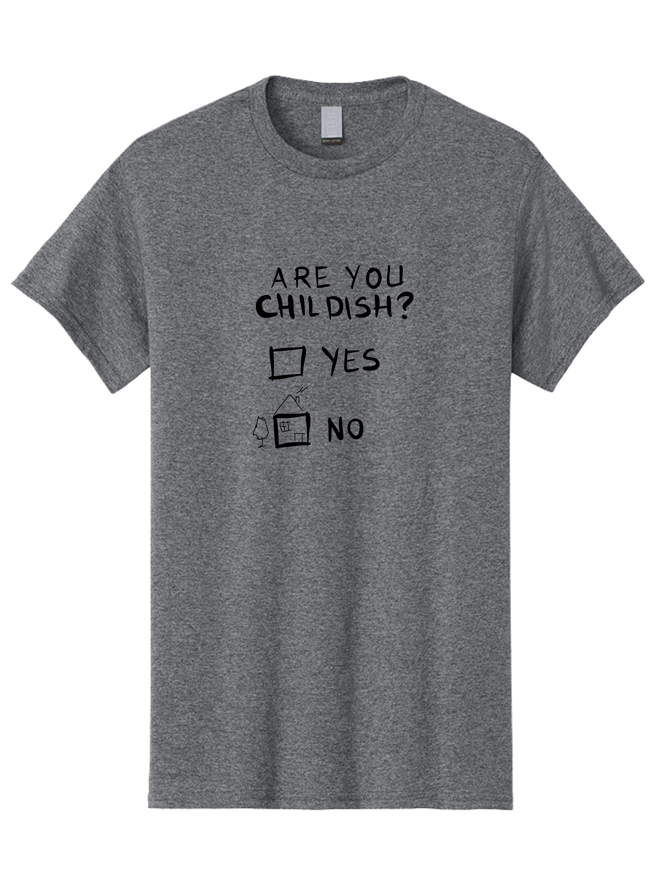 Childish-Quiz Men'S Graphic Tee, 100% Cotton, Comfortable Casual Summer Wear, Machine Washable, Childish Personality, Personality Quiz, Checkbox Design, Yes Or No Question, Doodle Art, Playful Illustration, Quirky Humor, Funny Graphics -  Aaa019
