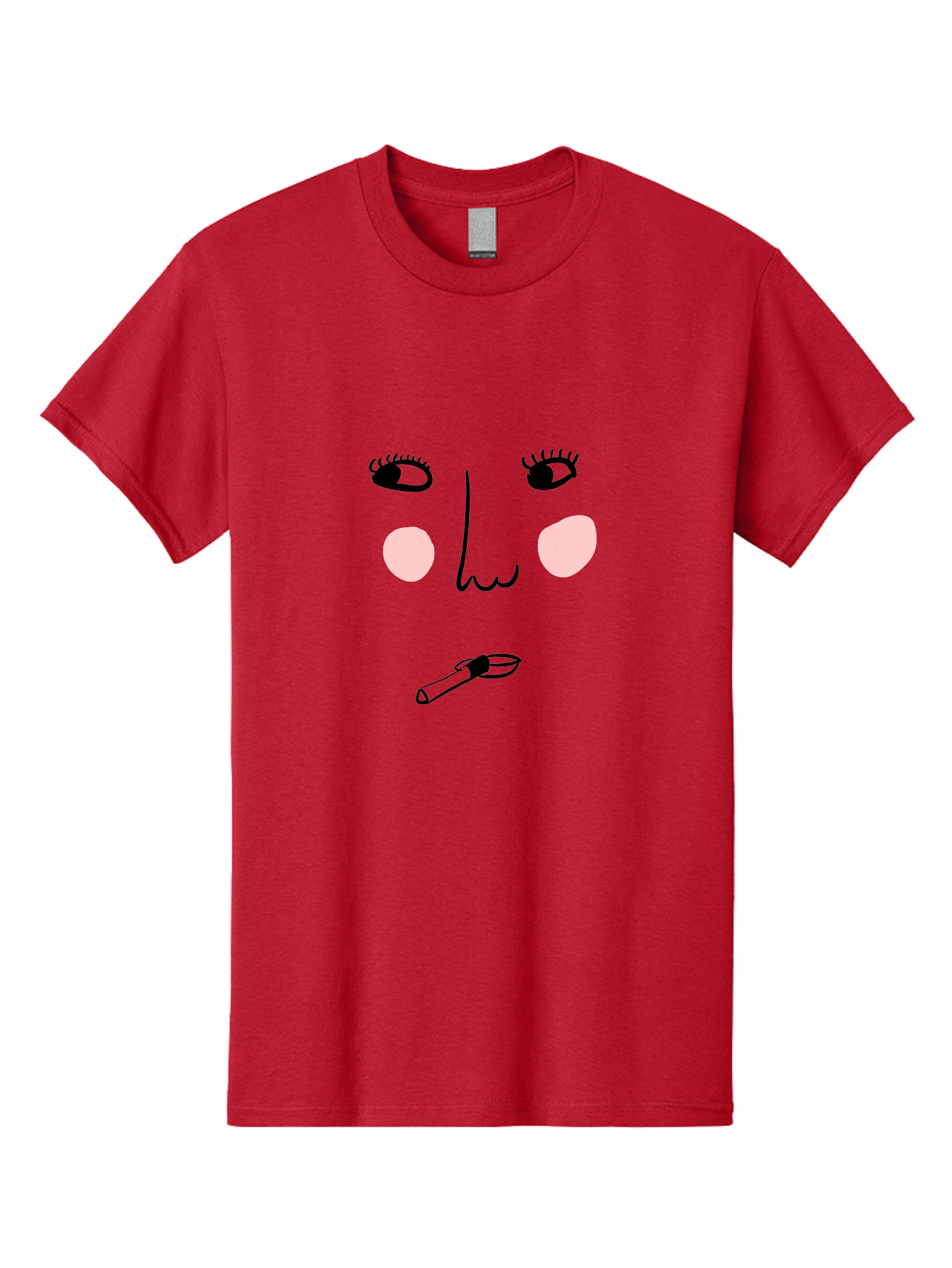 Cigarette-Face Men'S Graphic Tee, 100% Cotton, Comfortable Casual Summer Wear, Machine Washable, Cartoon Face, Whimsical Illustration, Smoking Culture, Cigarette, Quirky Art, Abstract Face, Minimalist Design, Simple Shapes -  Aaa020