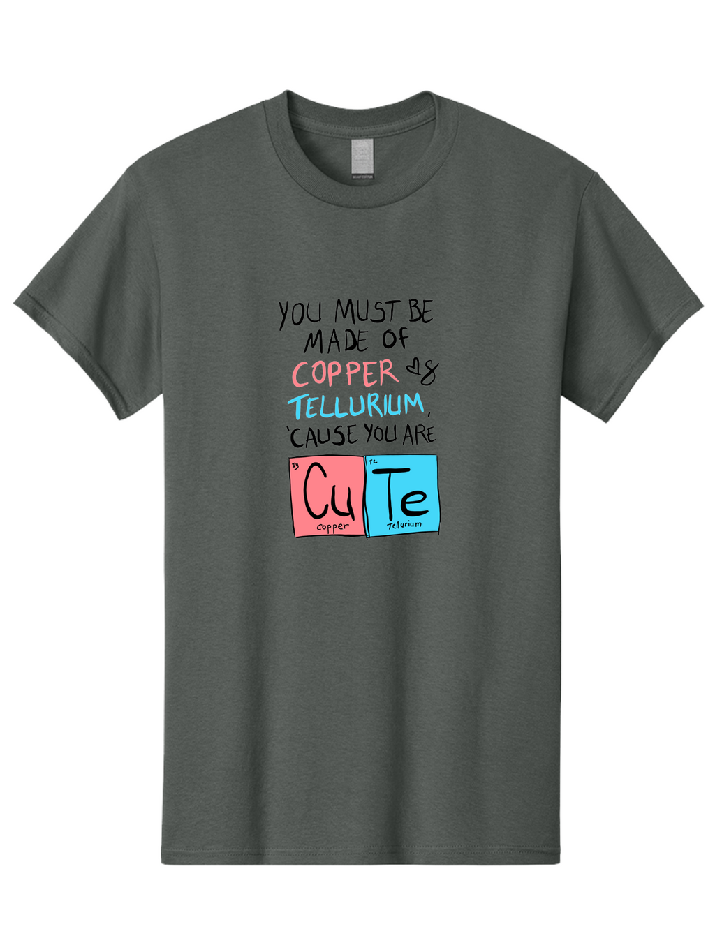 Cute-Chemistry-Pun Men'S Graphic Tee, 100% Cotton, Comfortable Casual Summer Wear, Machine Washable, Cute Chemistry Pun, Periodic Table Elements, Copper And Tellurium, Chemistry Joke, Science Humor, Funny Quote, Playful Design, -  Aaa022
