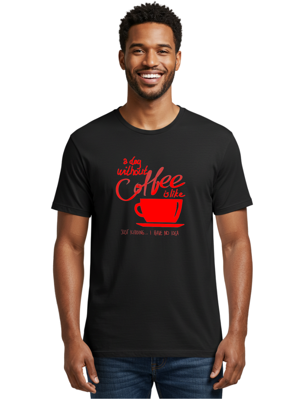 Day-Without-Coffee Men'S Graphic Tee, 100% Cotton, Comfortable Casual Summer Wear, Machine Washable, Coffee Lover, Caffeine Addiction, Morning Coffee, Coffee Quote, Coffee Humor, Coffee Joke, Red Coffee Cup -  Aaa023