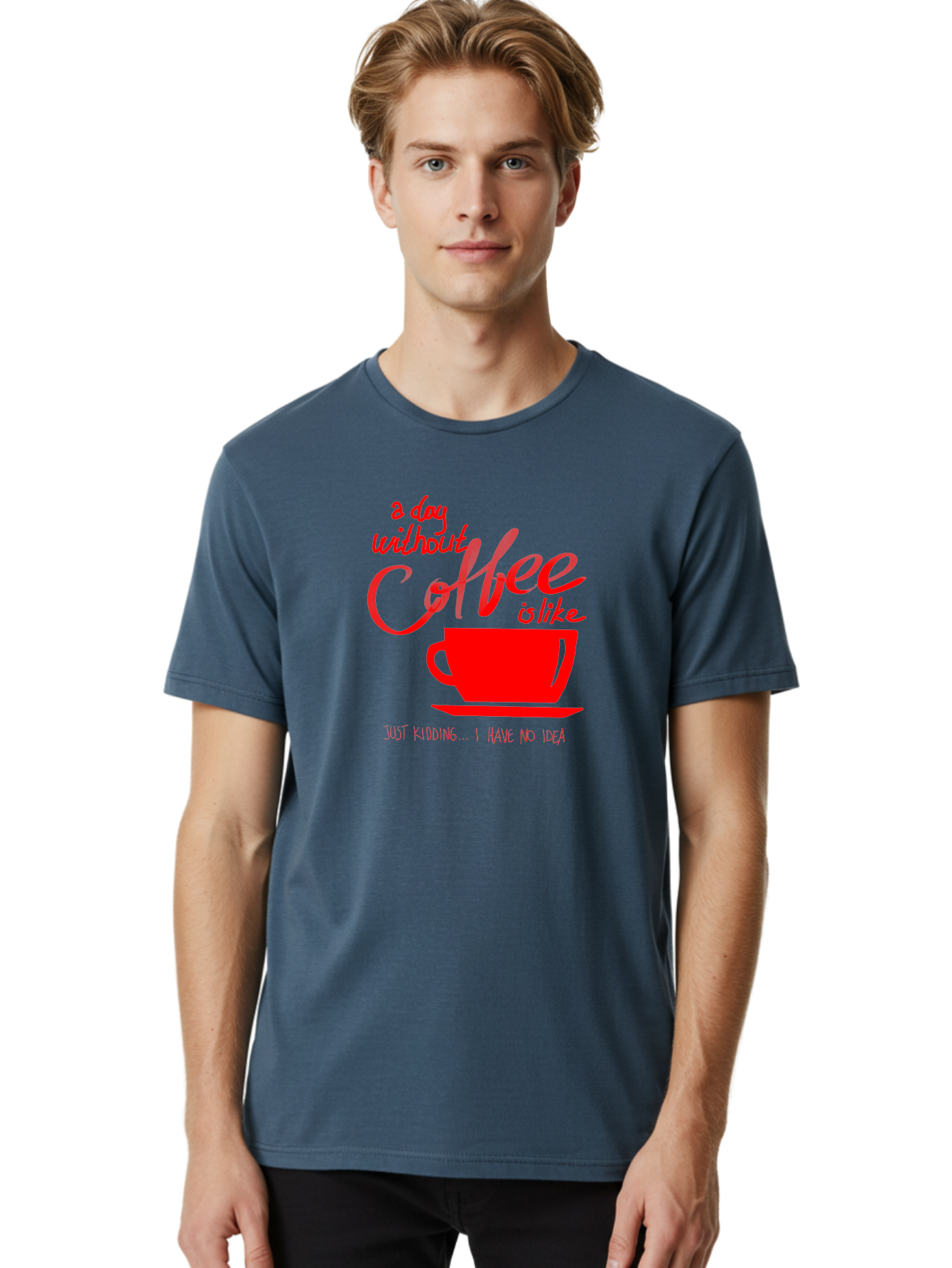 Day-Without-Coffee Men'S Graphic Tee, 100% Cotton, Comfortable Casual Summer Wear, Machine Washable, Coffee Lover, Caffeine Addiction, Morning Coffee, Coffee Quote, Coffee Humor, Coffee Joke, Red Coffee Cup -  Aaa023