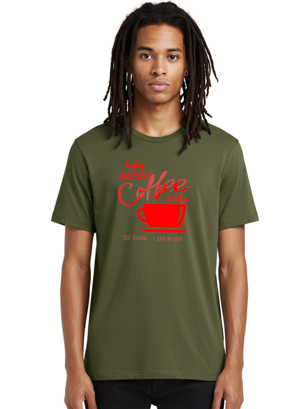 Day-Without-Coffee Men'S Graphic Tee, 100% Cotton, Comfortable Casual Summer Wear, Machine Washable, Coffee Lover, Caffeine Addiction, Morning Coffee, Coffee Quote, Coffee Humor, Coffee Joke, Red Coffee Cup -  Aaa023