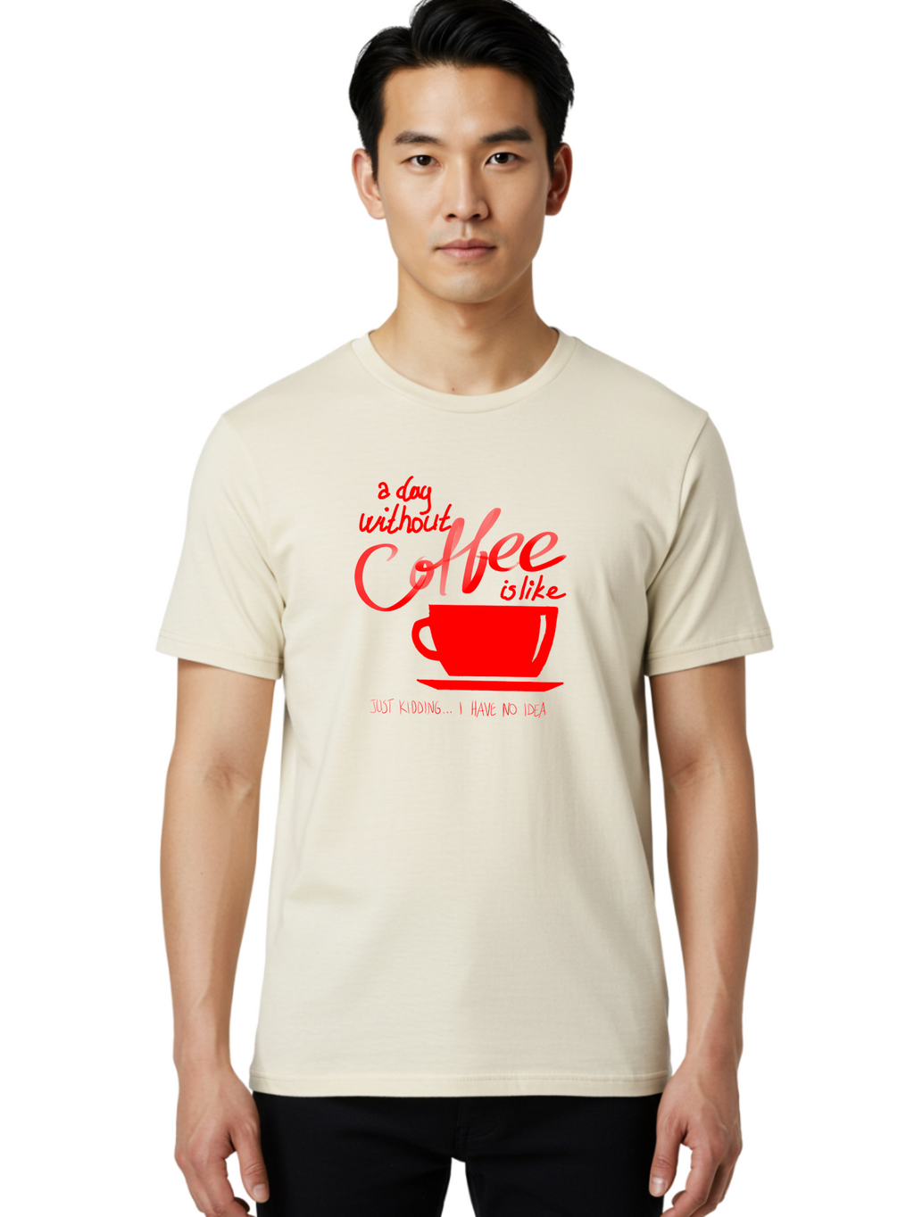 Day-Without-Coffee Men'S Graphic Tee, 100% Cotton, Comfortable Casual Summer Wear, Machine Washable, Coffee Lover, Caffeine Addiction, Morning Coffee, Coffee Quote, Coffee Humor, Coffee Joke, Red Coffee Cup -  Aaa023