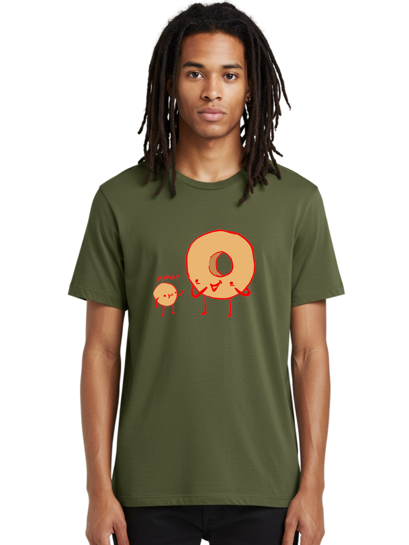 Donut-And-Ball Men'S Graphic Tee, 100% Cotton, Comfortable Casual Summer Wear, Machine Washable, Cartoon Donut, Donut Character, Cute Donut, Child Donut, Mama Donut, Sweet Treat, Funny Illustration, Donut Love, Animated Donut -  Aaa026