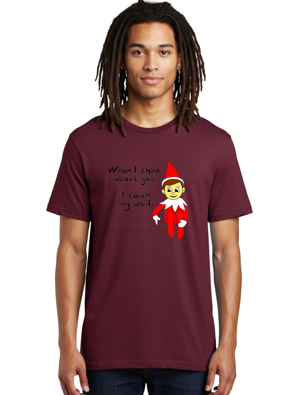 Elf-On-The-Shelf-Meme Men'S Graphic Tee, 100% Cotton, Comfortable Casual Summer Wear, Machine Washable, Elf On The Shelf, Christmas Humor, Funny Elf, Holiday Jokes, Christmas Fun, Elf Antics, Festive Humor -  Aaa031
