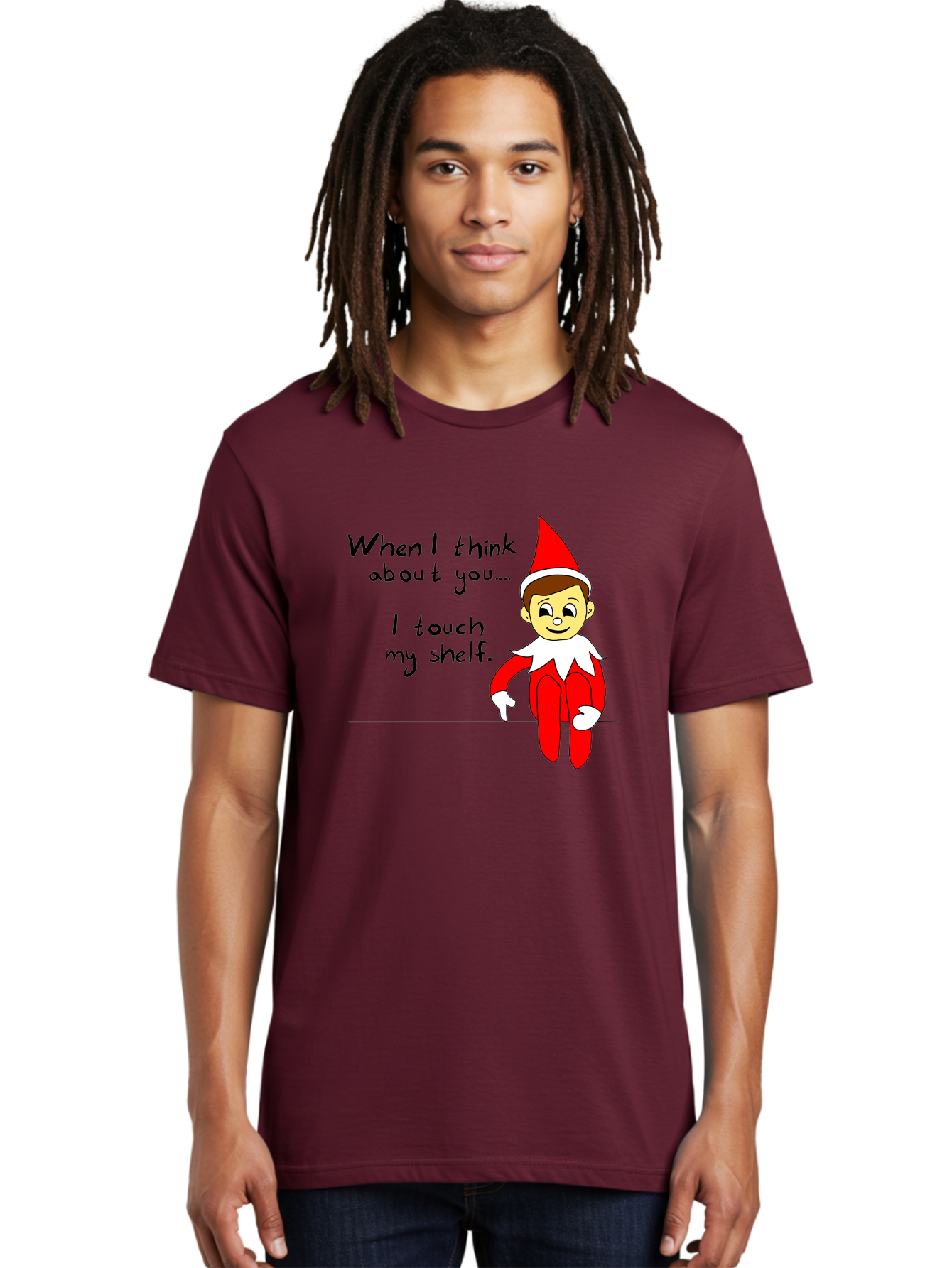 Elf-On-The-Shelf-Meme Men'S Graphic Tee, 100% Cotton, Comfortable Casual Summer Wear, Machine Washable, Elf On The Shelf, Christmas Humor, Funny Elf, Holiday Jokes, Christmas Fun, Elf Antics, Festive Humor -  Aaa031