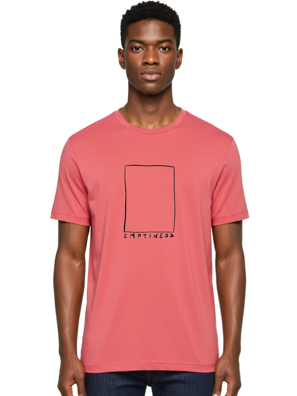 Emptiness Men'S Graphic Tee, 100% Cotton, Comfortable Casual Summer Wear, Machine Washable, Hand Drawn Rectangle, Empty Space, Minimalist Design, Abstract Art, Void, Blank Slate, Simplicity, Monochrome Illustration, Abstract Expressionism -  Aaa032