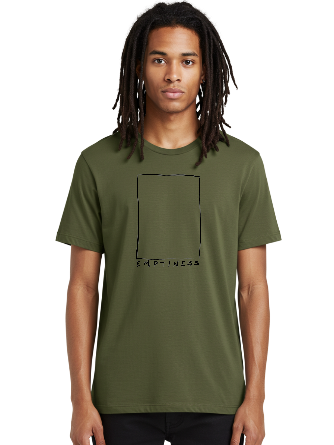 Emptiness Men'S Graphic Tee, 100% Cotton, Comfortable Casual Summer Wear, Machine Washable, Hand Drawn Rectangle, Empty Space, Minimalist Design, Abstract Art, Void, Blank Slate, Simplicity, Monochrome Illustration, Abstract Expressionism -  Aaa032