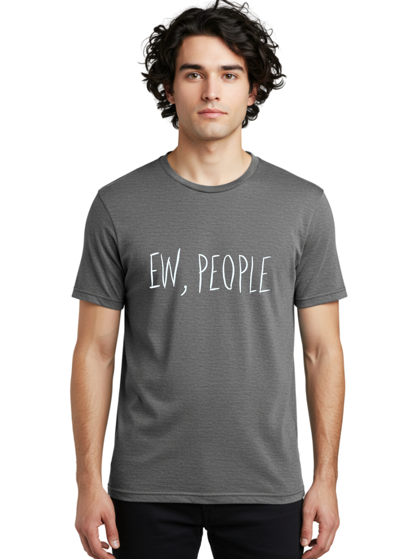 Ew-People Men'S Graphic Tee, 100% Cotton, Comfortable Casual Summer Wear, Machine Washable, Funny Quote, Witty Saying, Sassy Phrase, Relatable Humor, Playful Text, Handwriting Style, Quirky Design, Social Media Meme -  Aaa034
