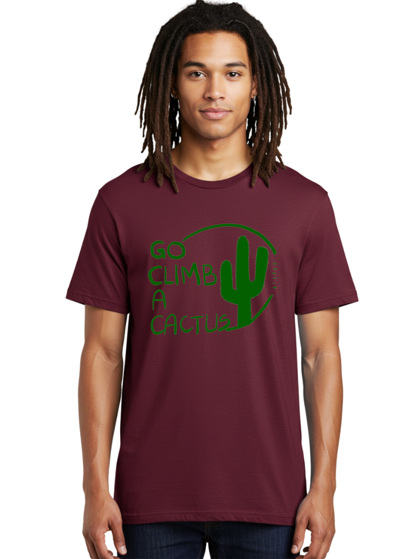 Go-Climb-A-Cactus Men'S Graphic Tee, 100% Cotton, Comfortable Casual Summer Wear, Machine Washable, Go Climb Cactus, Funny Sayings, Motivational Quotes, Satire, Humor, Adventure, Outdoors, Quirky, Cactus Love, Sarcasm -  Aaa047