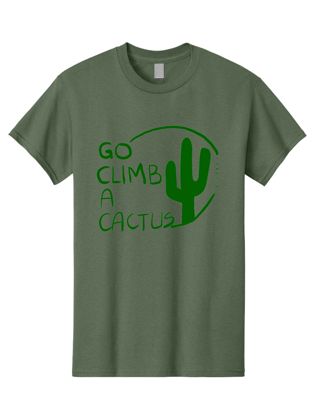 Go-Climb-A-Cactus Men'S Graphic Tee, 100% Cotton, Comfortable Casual Summer Wear, Machine Washable, Go Climb Cactus, Funny Sayings, Motivational Quotes, Satire, Humor, Adventure, Outdoors, Quirky, Cactus Love, Sarcasm -  Aaa047