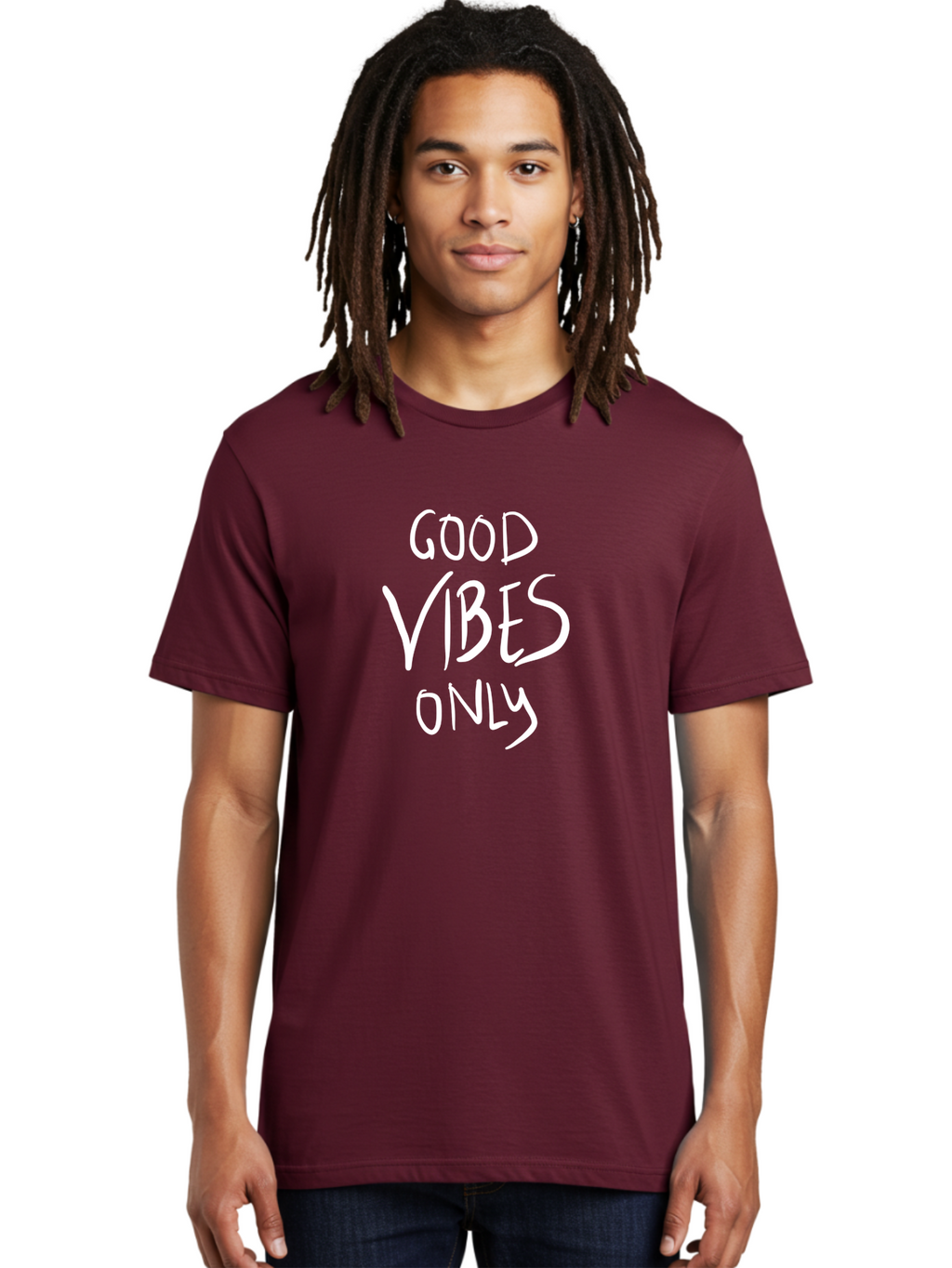 Good-Vibes-Only Men'S Graphic Tee, 100% Cotton, Comfortable Casual Summer Wear, Machine Washable, Positive Affirmations, Motivational Quotes, Good Vibes Only, Positivity, Inspiring Messages, Uplifting Quotes, Happy Thoughts -  Aaa048