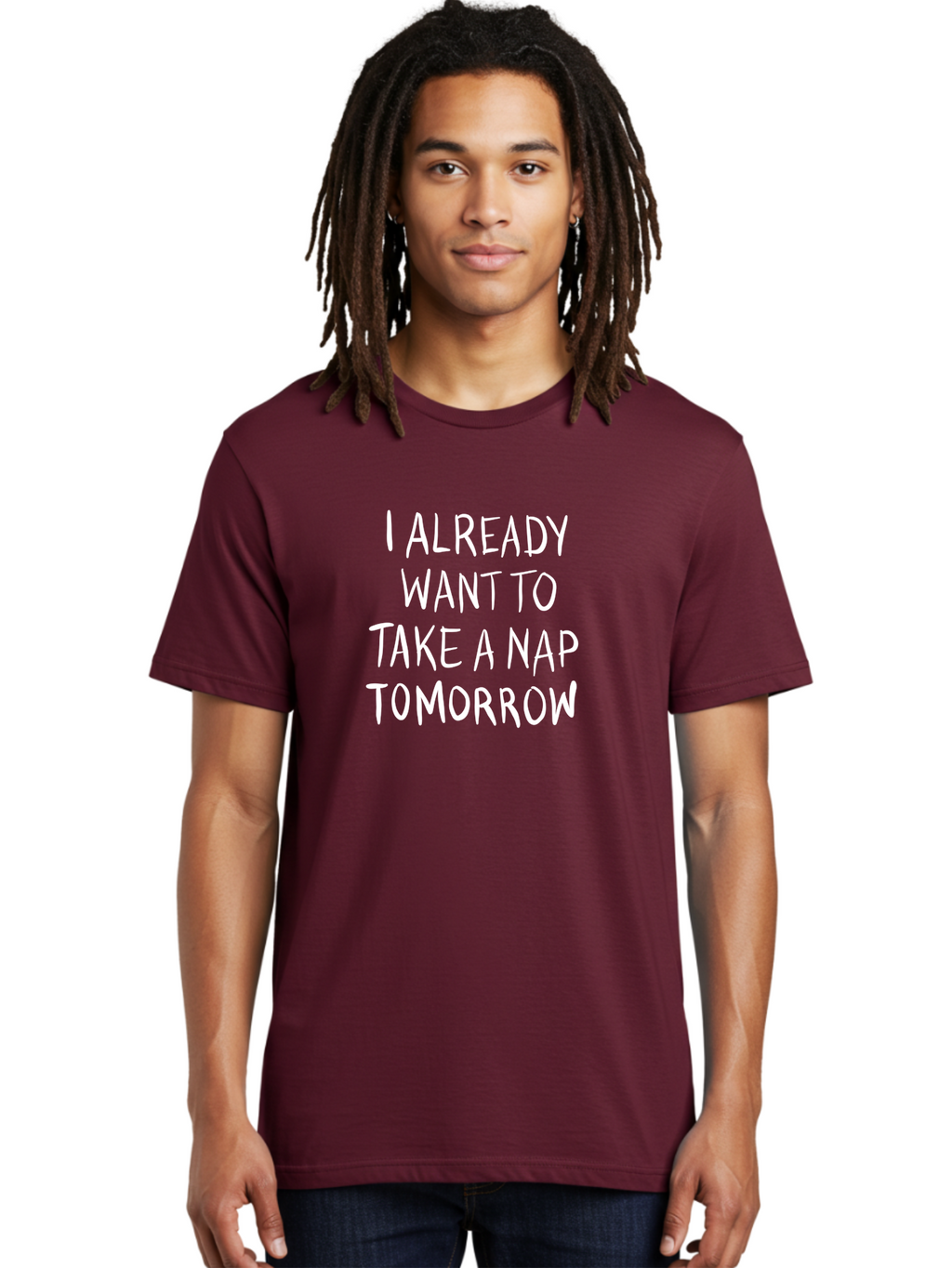 I-Already-Want-To-Take-A-Nap-Tomorrow Men'S Graphic Tee, 100% Cotton, Comfortable Casual Summer Wear, Machine Washable, Funny Quotes, Sleepy Vibes, Nap Time, Relaxation Mode, Tired Humor, Sleep Deprivation, Humorous Sayings, Funny Memes, -  Aaa056