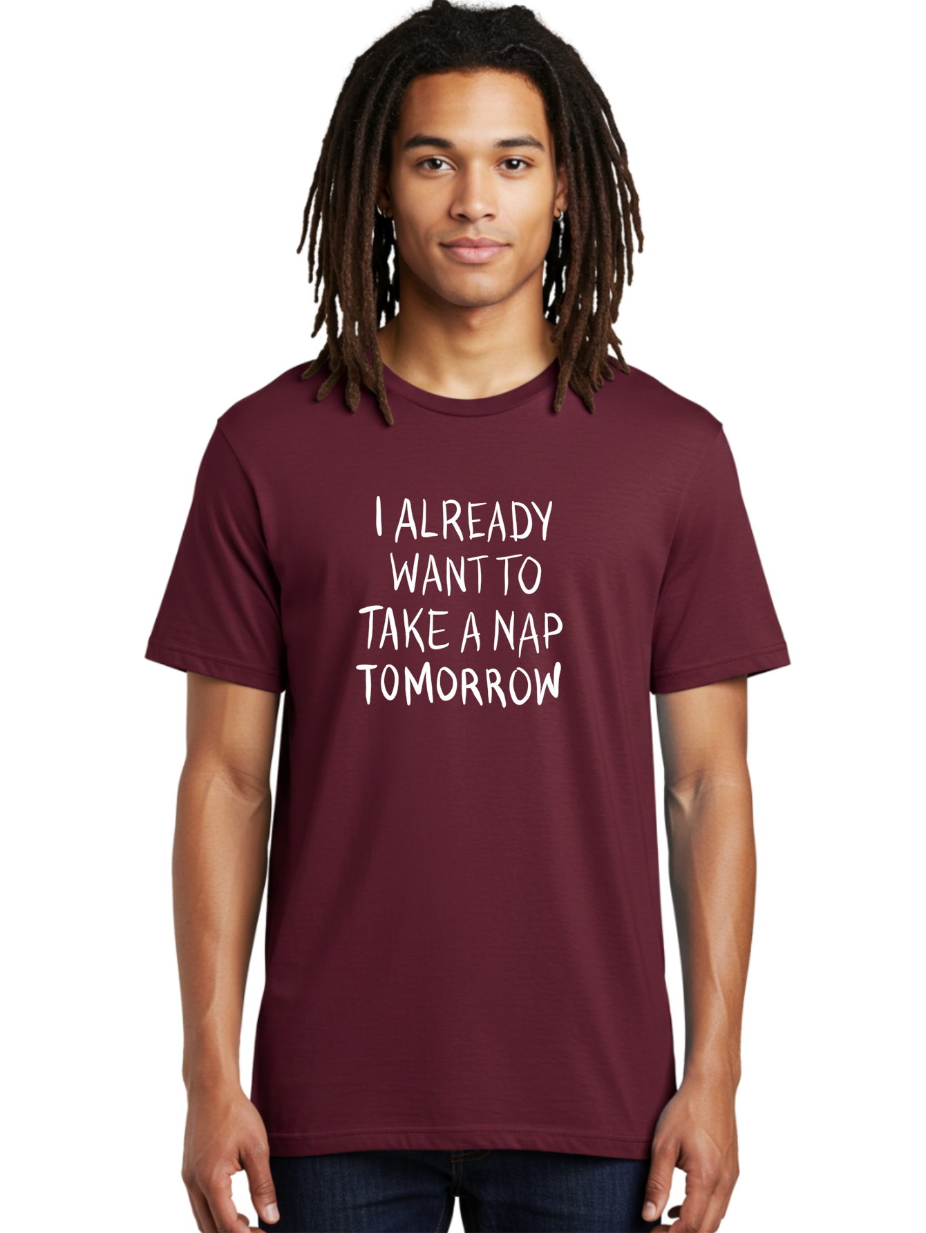 I-Already-Want-To-Take-A-Nap-Tomorrow Men'S Graphic Tee, 100% Cotton, Comfortable Casual Summer Wear, Machine Washable, Funny Quotes, Sleepy Vibes, Nap Time, Relaxation Mode, Tired Humor, Sleep Deprivation, Humorous Sayings, Funny Memes, -  Aaa056