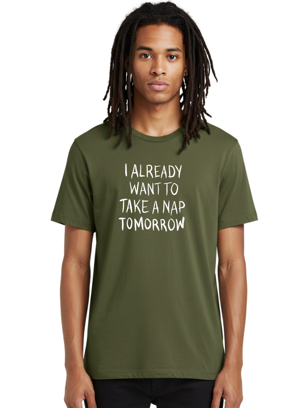 I-Already-Want-To-Take-A-Nap-Tomorrow Men'S Graphic Tee, 100% Cotton, Comfortable Casual Summer Wear, Machine Washable, Funny Quotes, Sleepy Vibes, Nap Time, Relaxation Mode, Tired Humor, Sleep Deprivation, Humorous Sayings, Funny Memes, -  Aaa056