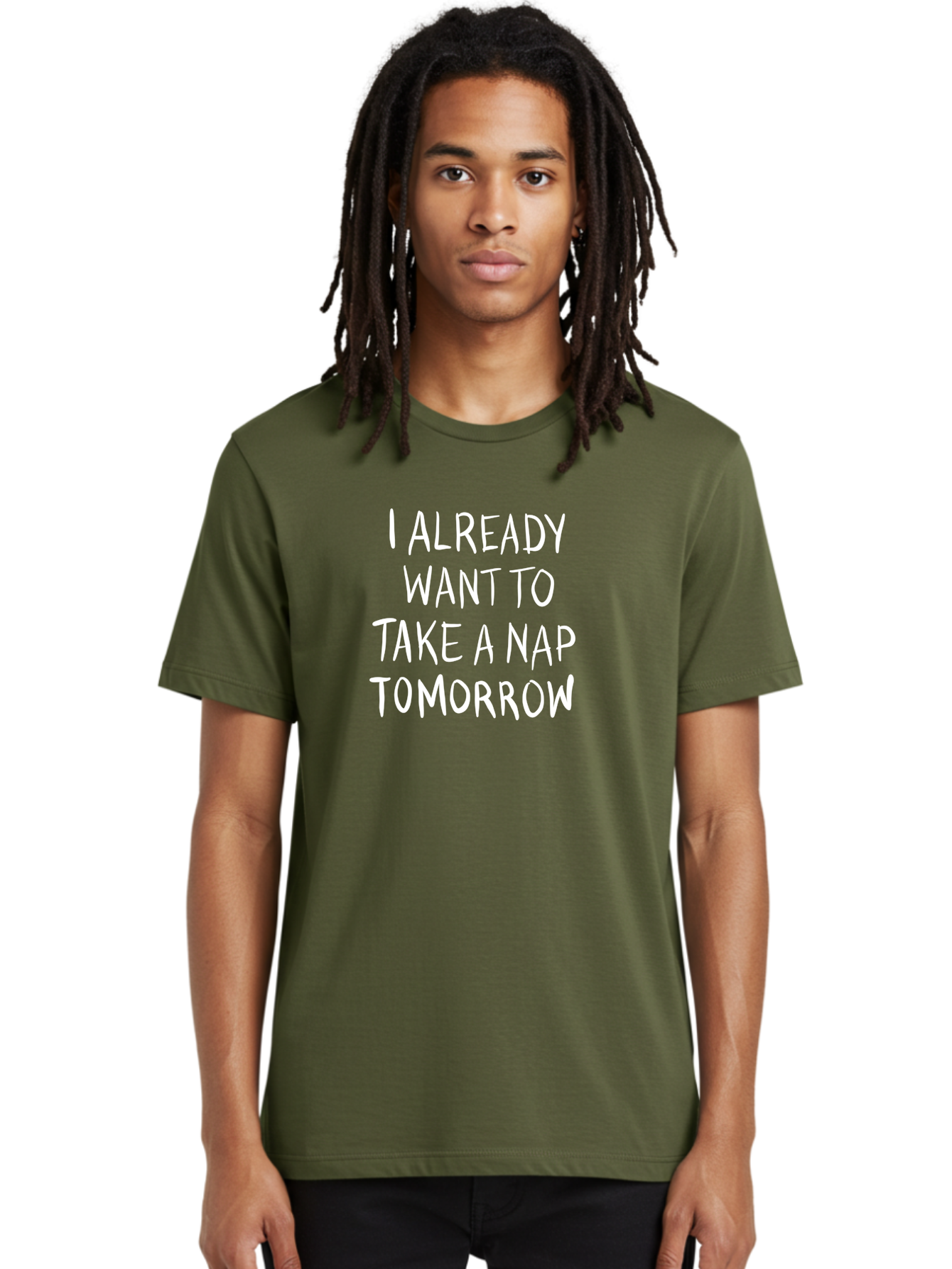 I-Already-Want-To-Take-A-Nap-Tomorrow Men'S Graphic Tee, 100% Cotton, Comfortable Casual Summer Wear, Machine Washable, Funny Quotes, Sleepy Vibes, Nap Time, Relaxation Mode, Tired Humor, Sleep Deprivation, Humorous Sayings, Funny Memes, -  Aaa056