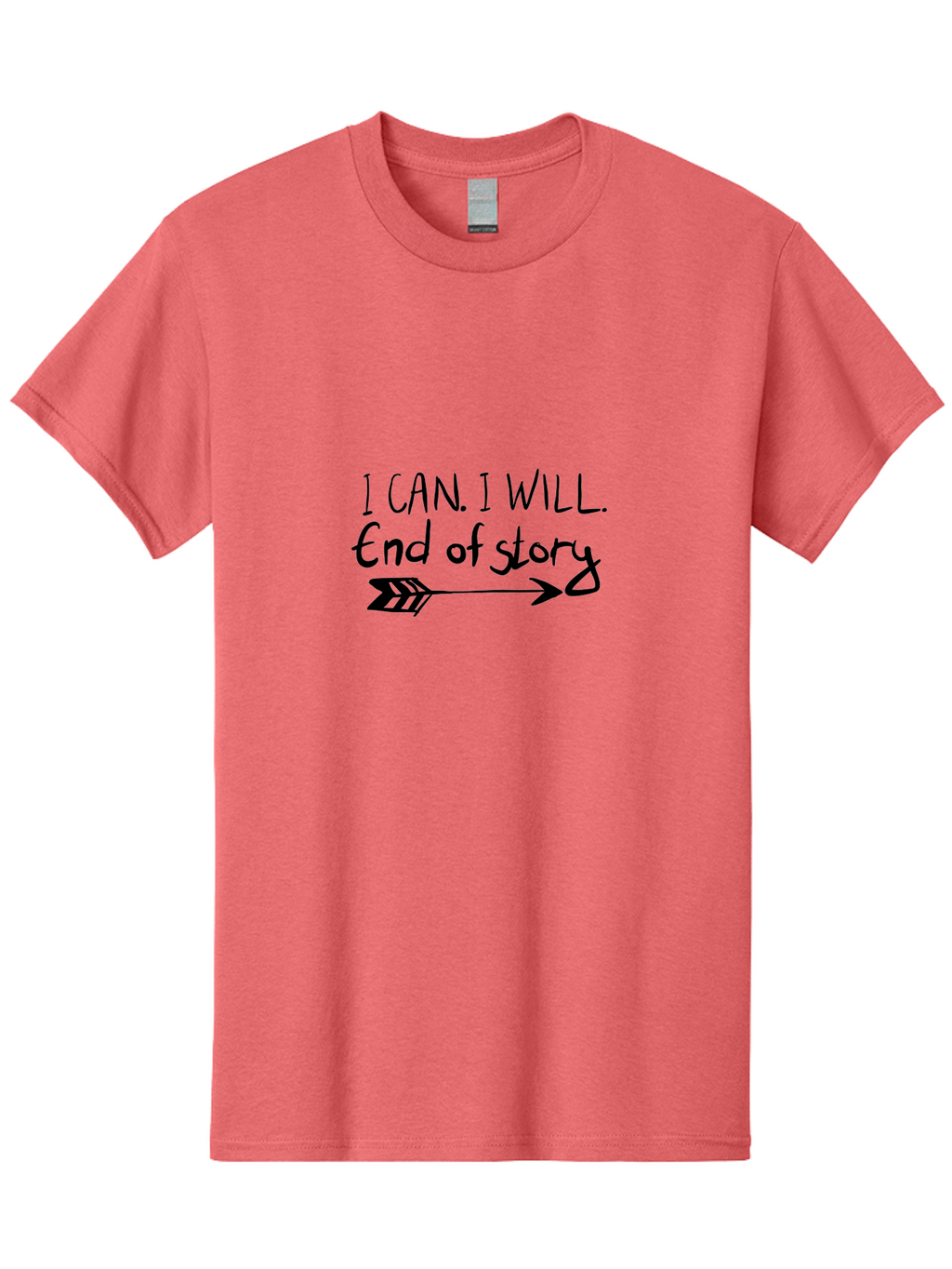 I-Can-I-Will-End-Of-Story Men'S Graphic Tee, 100% Cotton, Comfortable Casual Summer Wear, Machine Washable, Motivational Quote, Inspiring Words, Positive Affirmation, Determination, Success, Perseverance, Empowerment, Confidence, -  Aaa059