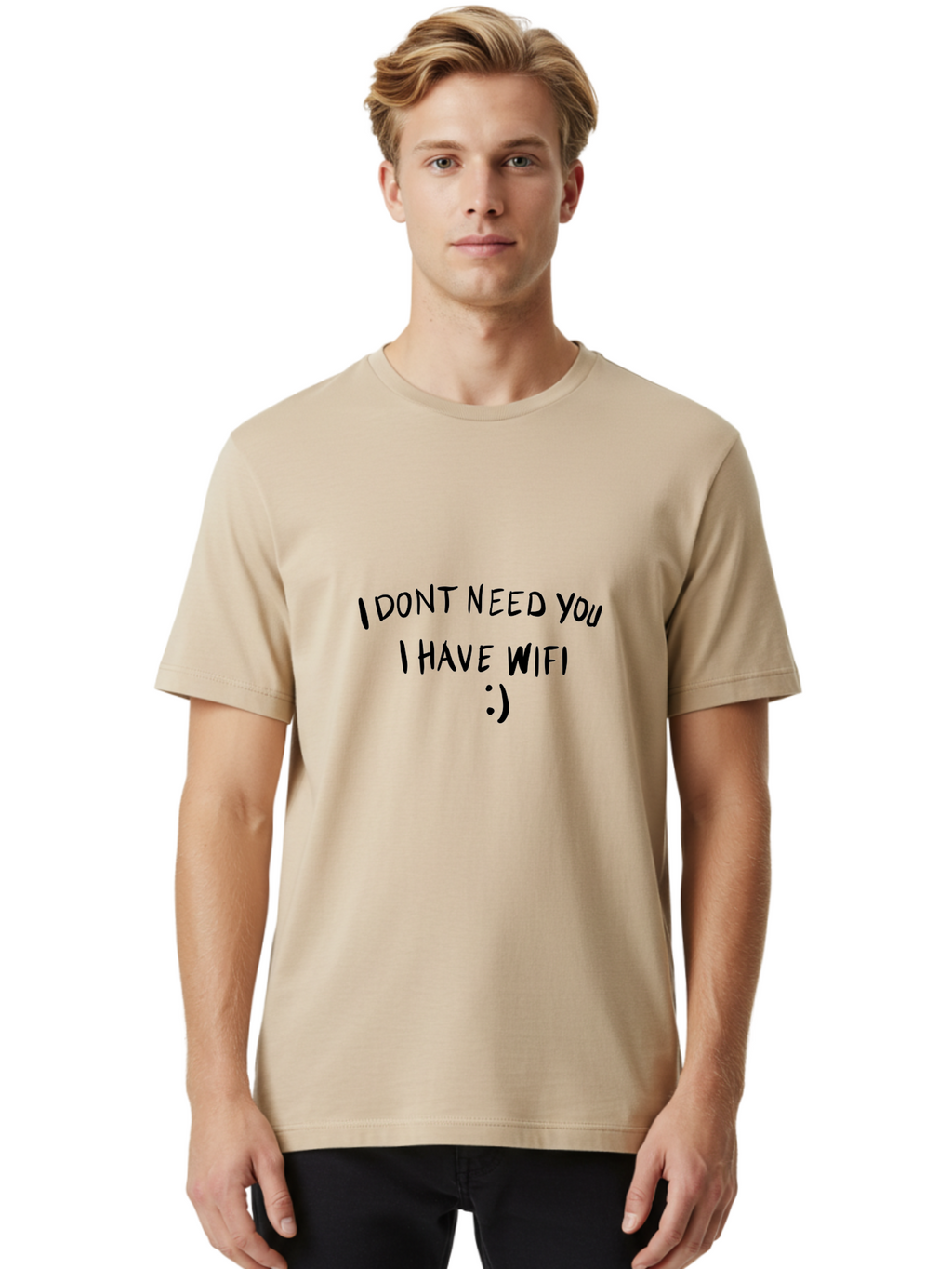 I-Dont-Need-You-I-Have-Wifi Men'S Graphic Tee, 100% Cotton, Comfortable Casual Summer Wear, Machine Washable, Funny Quote, Wifi Humor, Independent Lifestyle, Sassy Phrases, Humorous Sayings, Relatable Memes, Technology Quotes, -  Aaa061