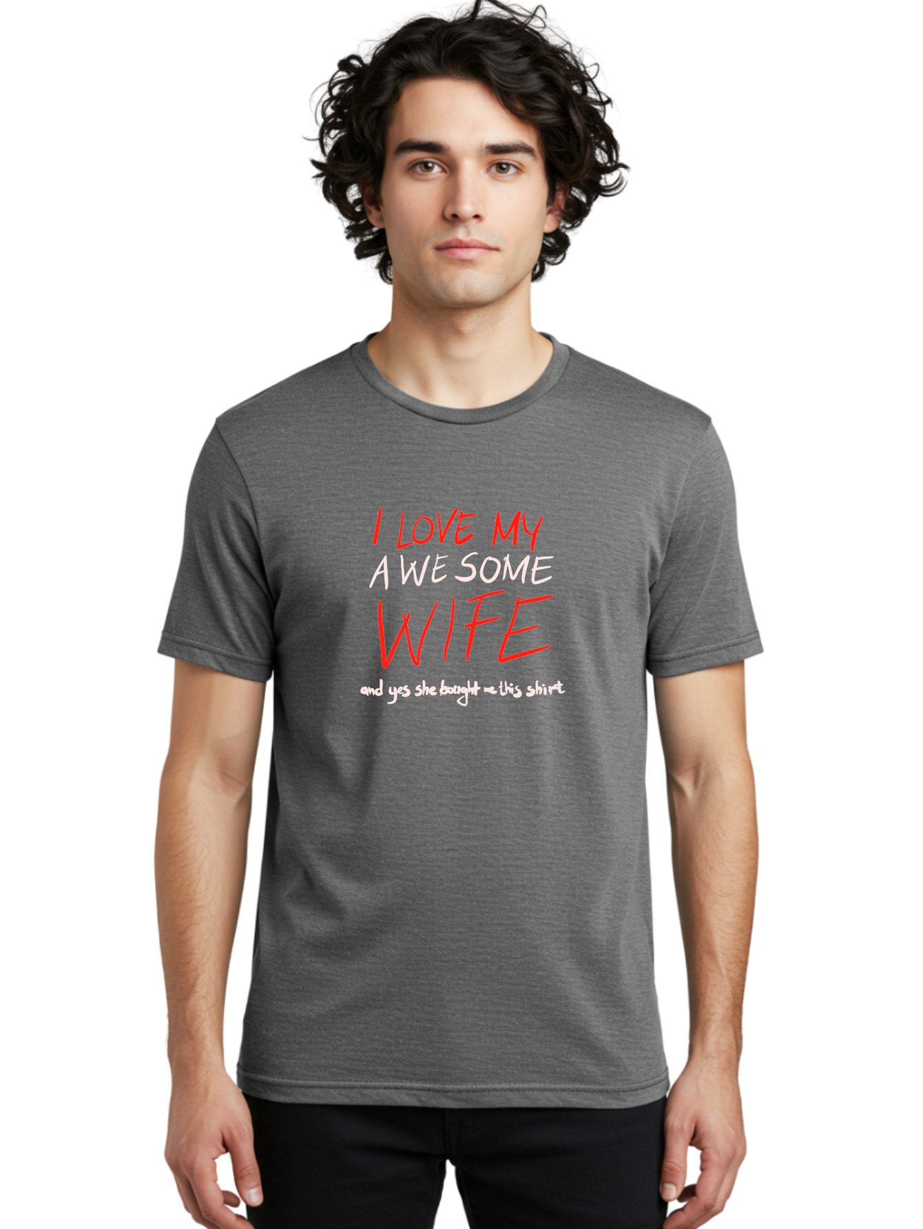 I-Love-My-A-We-Some-Wife Men'S Graphic Tee, 100% Cotton, Comfortable Casual Summer Wear, Machine Washable, Love My Wife, Funny Quote, Husband And Wife, Romantic Quote, Couples Gift, Relationship Humor, Punny Text, Witty Saying, -  Aaa068
